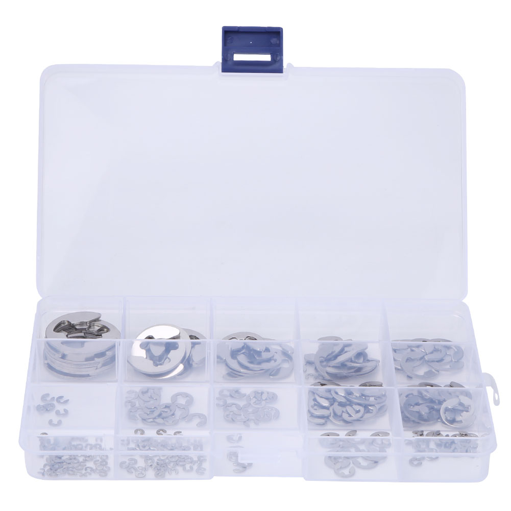 225-teiliges Set Aus Elastischen Ringen Des Typs E Aus Edelstahl 304, Durchmesser 1,2 Bis 15 Mm, Zur Befestigung Von Beschlägen