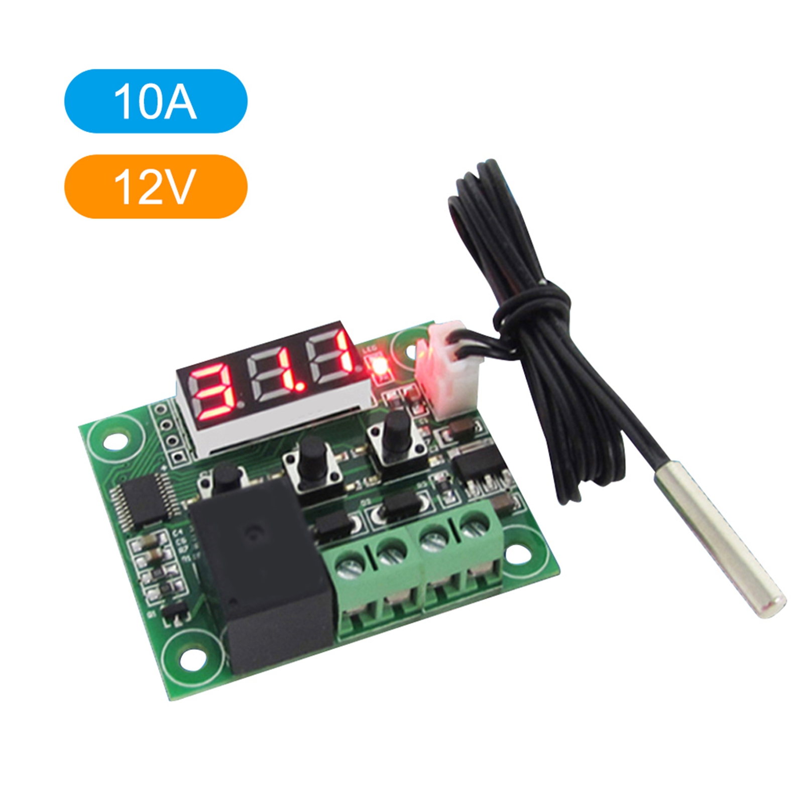 Mikroelektronische Digitale Temperaturreglerplatine, Thermostatpanel Mit Wasserdichter Sensorsonde, 3-stellige Led-anzeige, 10-kω-ntc-kondensator, Messbereich -50 Bis 110 °c, 48 X 40 Mm, 12 V/24 V, 10