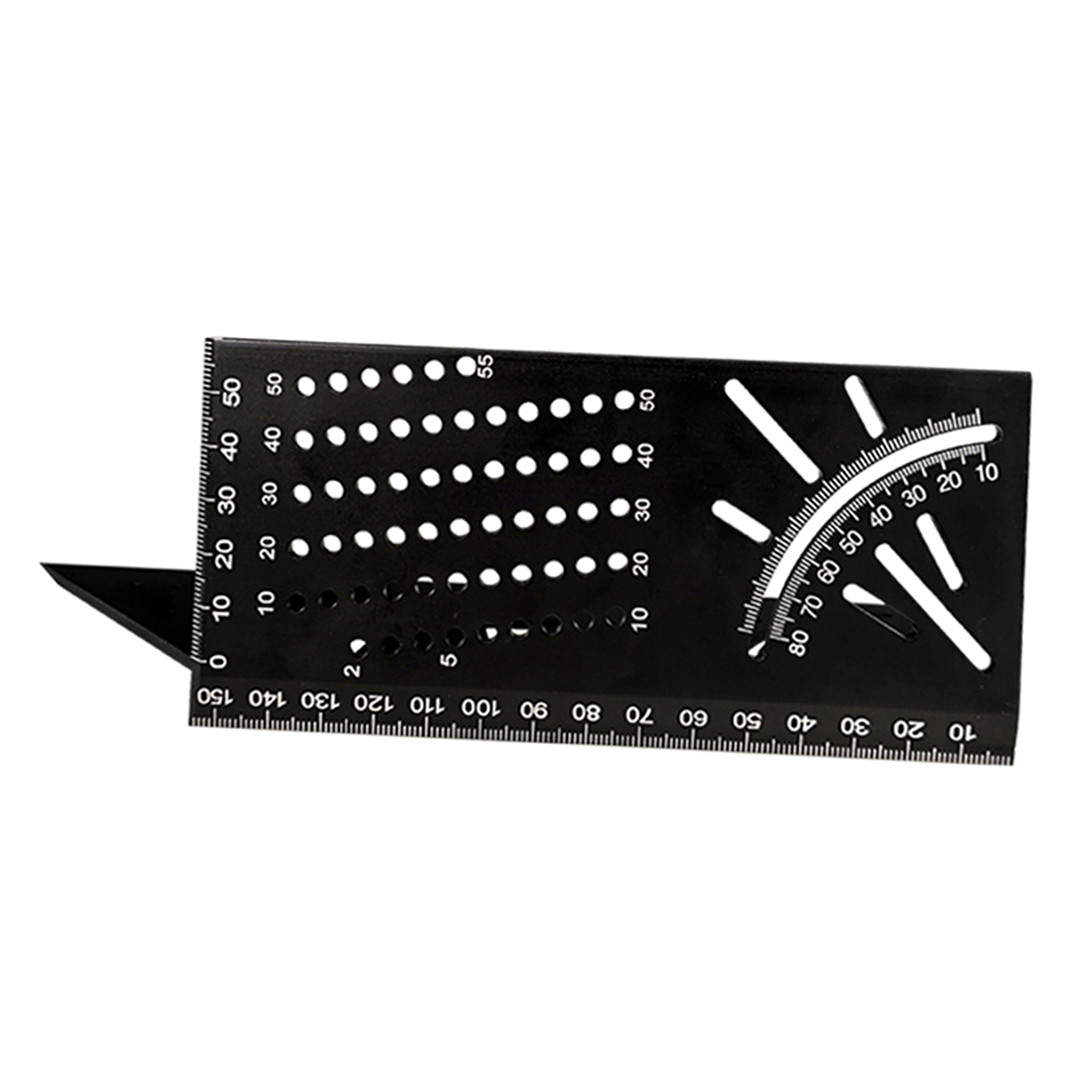 Multifunktionaler, Tragbarer Winkelmesser Für Die Holzbearbeitung Aus Schwarzer Aluminiumlegierung, 150 Mm, 3d-modellierung, Schwalbenschwanzsägeschnitt, Markierung, Bohren, Linienwerkzeug Für Die Hol