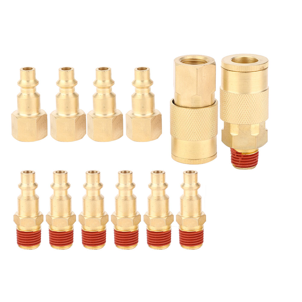 Packung Mit 12 Pneumatischen Verschraubungen Für 1/4-zoll-npt-messing-luftschläuche, Schnellkupplungen (männlich/weiblich)