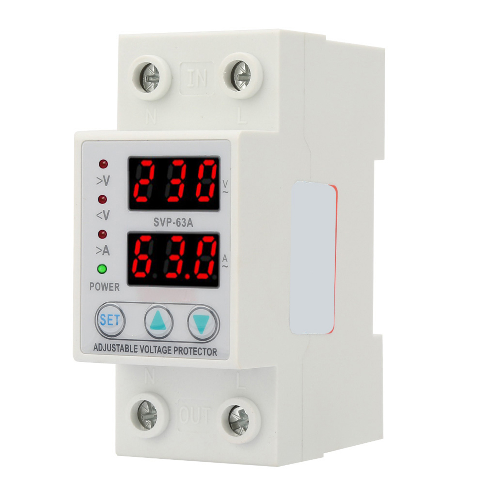 Einstellbarer Einphasiger Spannungsschutzschalter 230 V Ac 63 A Mit Dualer Led-anzeige