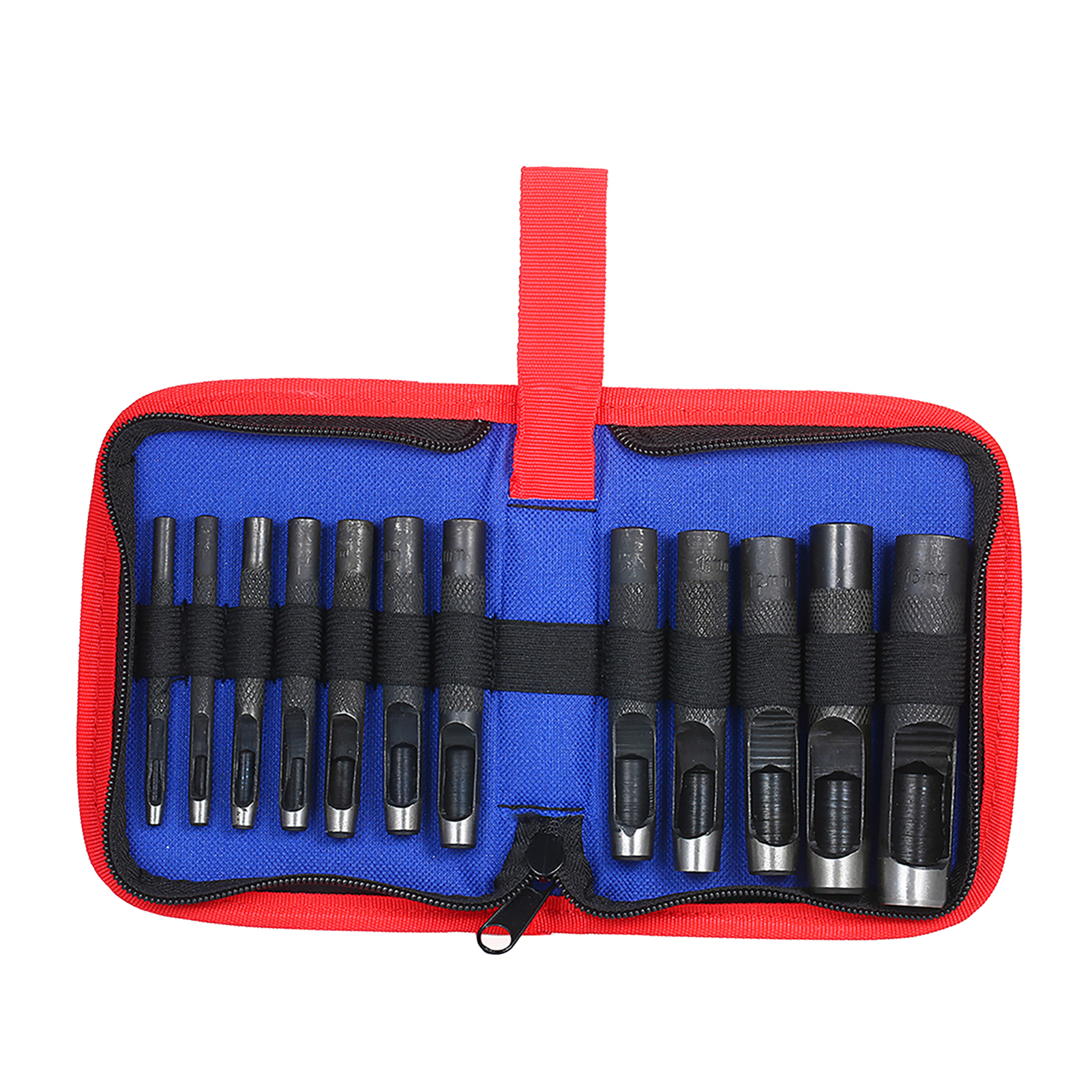 Set Mit 12 Robusten, Runden Hohlstanzen Für Leder – Größen 3/4/5/6/7/8/9/10/11/12/14/16 Mm – Für Sättel, Riemen, Uhrenarmbänder, Gurtbänder, Segeltuch, Stoffe Und Taschen