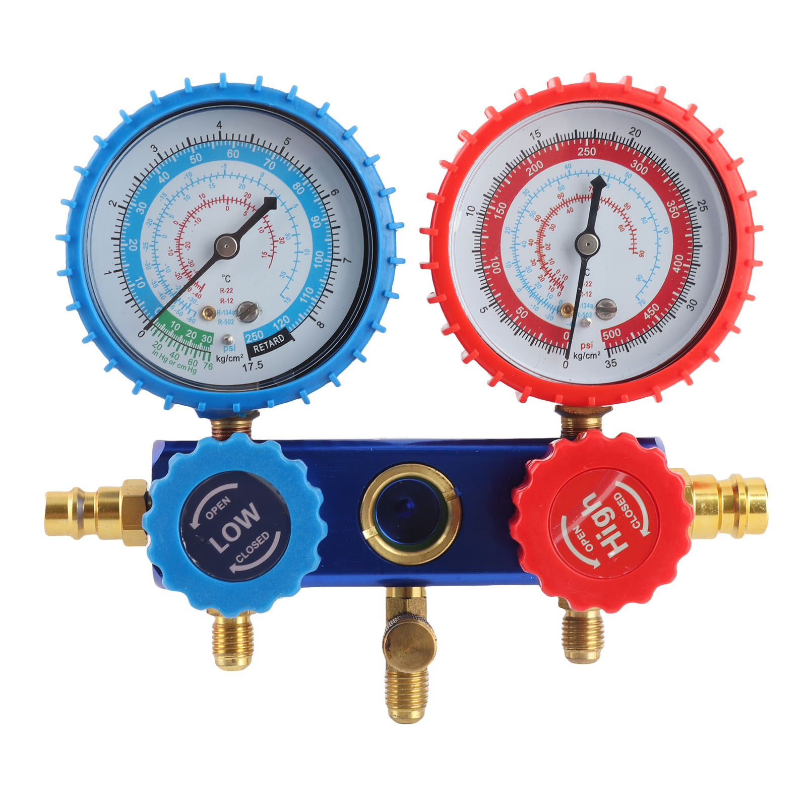 Doppelmanometer-verteilersatz Mit Ventilen Für Die Diagnose Von Klimaanlagen Und Kältemitteln (r22, R134a)