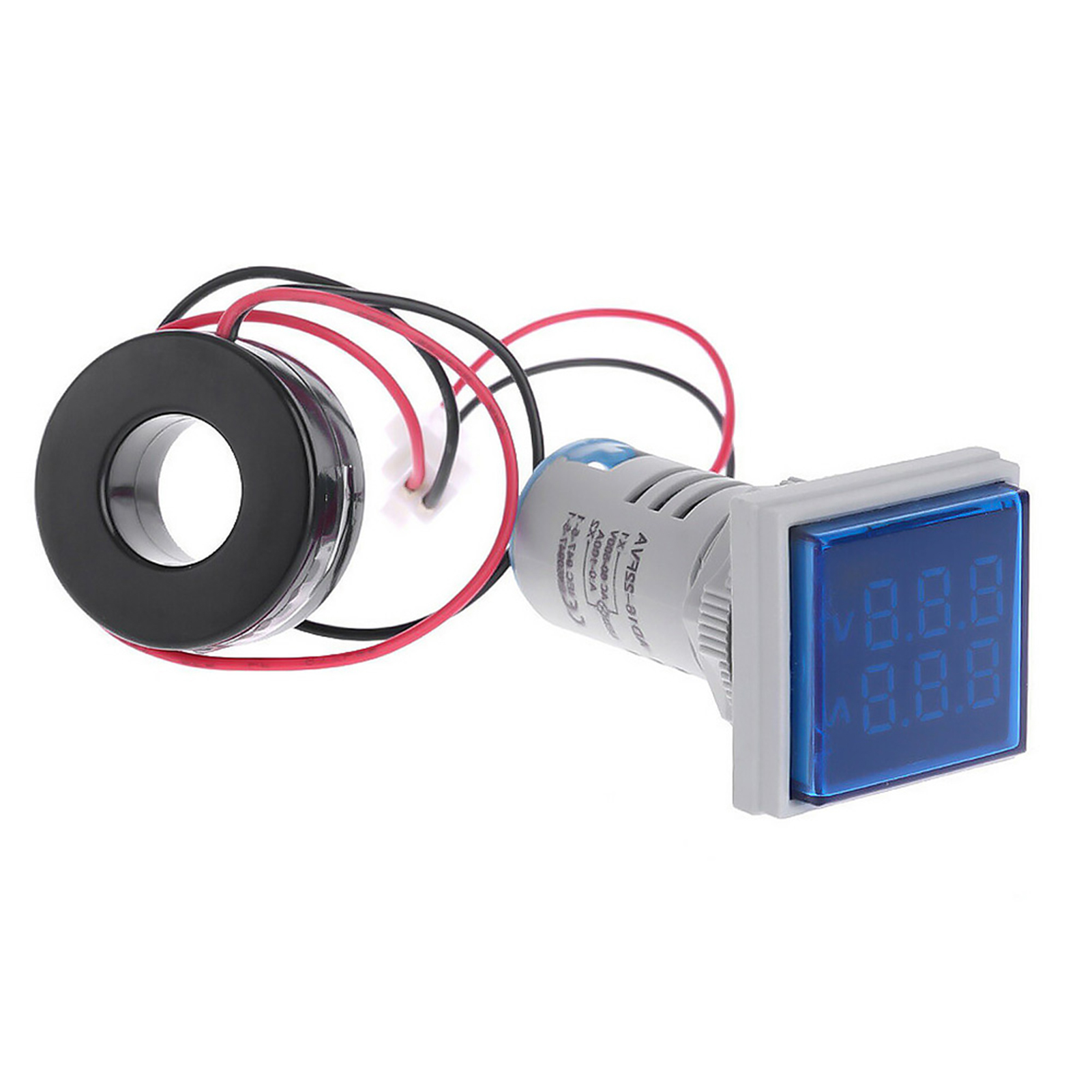 Kleines Quadratisches Digitales Led-voltmeter Mit Kontrollleuchte, Wechselspannung/wechselstrom 60–500 V, 0–100 A