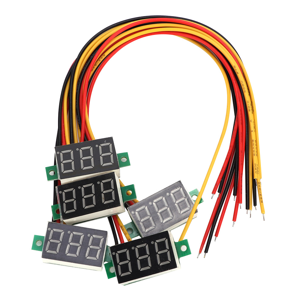 5er-pack 3-draht-led-voltmeter Mit 0,36-zoll-blauer Digitalanzeige, Gleichspannungsmessung 0–100 V
