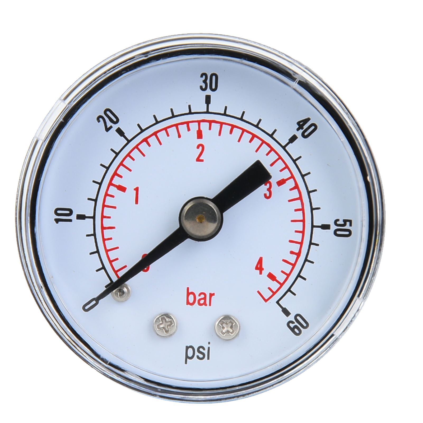 Mechanisches Nadelmanometer Mit Zwei Skalen Für Luft, Öl Und Wasser, 1/8-zoll-bspt-rückseitenanschluss, 0–60 Psi, 0–4 Bar
