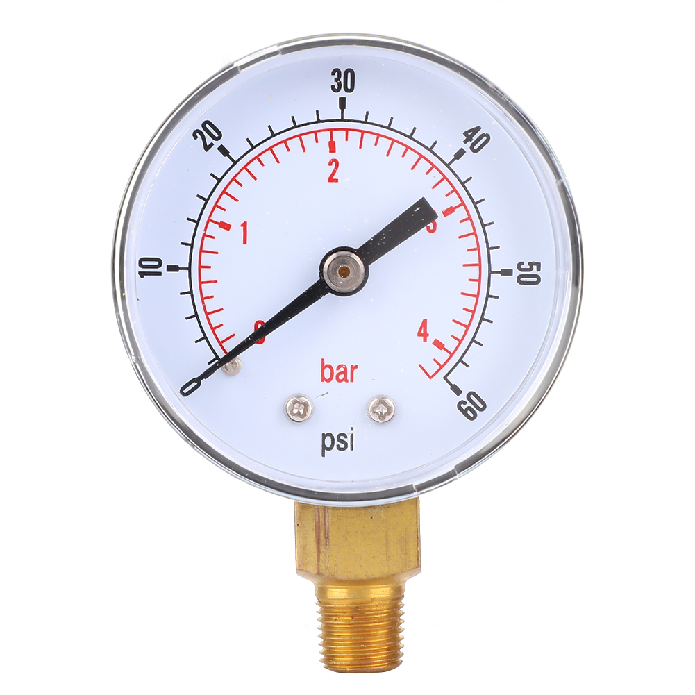 50-mm-manometer Mit 1/8-bspt-innengewinde Unten Für Luft, Wasser, Öl Und Gas (0-60 Psi 0-4 Bar)