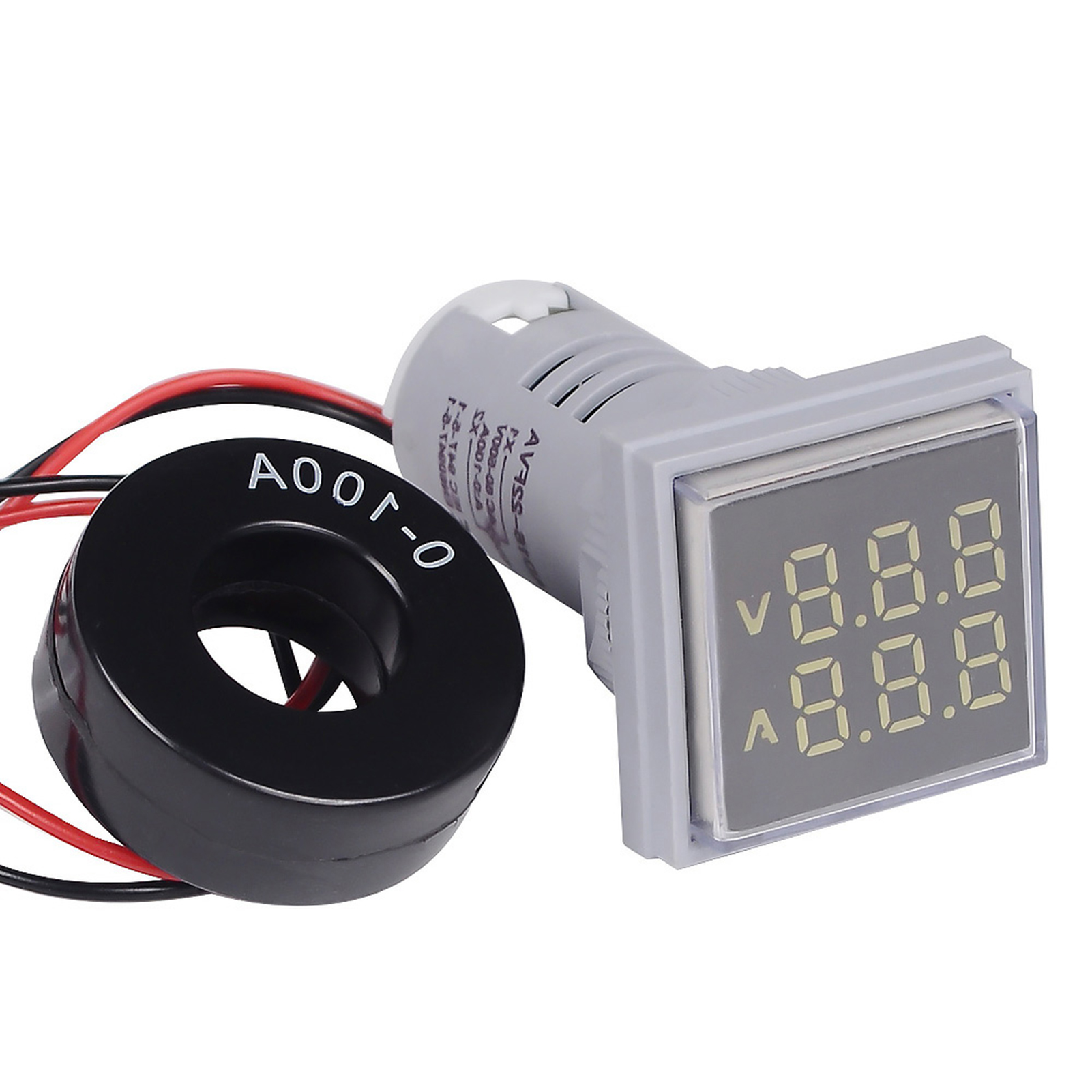 Kleines Quadratisches Digitalvoltamperemeter Mit Led-anzeige Und Kontrollleuchte, Wechselspannung/wechselstrom 60–500 V, 0–100 A