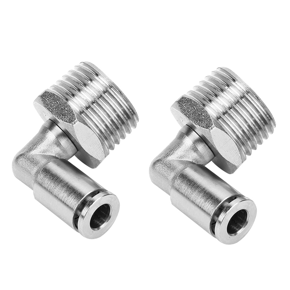 2 Stück 6 Mm Vernickelte Messing-pneumatik-schnellkupplungen + 90-grad-bspp-außengewinde (1/2'')