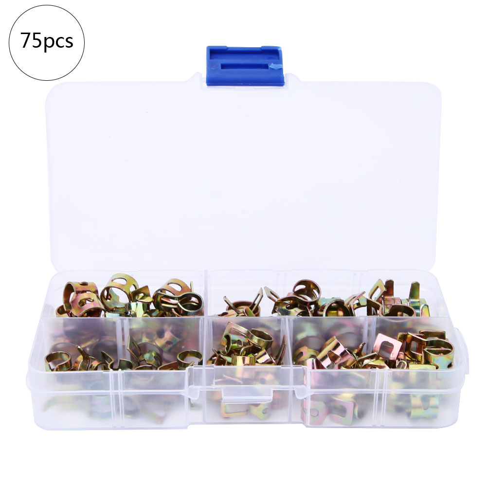 Packung Mit 75 Federschlauchschellen 6/7/8/9/10 Mm Für Rohre Und Schläuche, Sortiment Aus Verzinktem Stahl