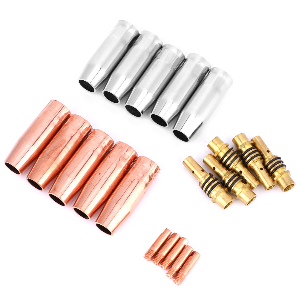 Set Mit 20 Mig 15ak Schweißbrenner-verschleißteilen: 0,8 Mm Kontaktdüse, 1,5 Mm Gasdüsenhalter Für Kupfer Und Messing