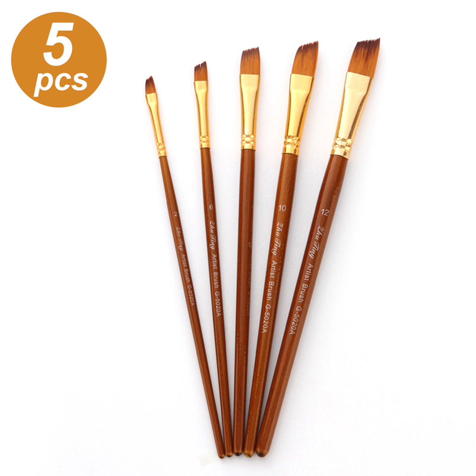 Set Mit 5 Runden Pinseln Aus Synthetischen Borsten Für Acryl-, Aquarell-, Gouache- Und Ölmalerei.