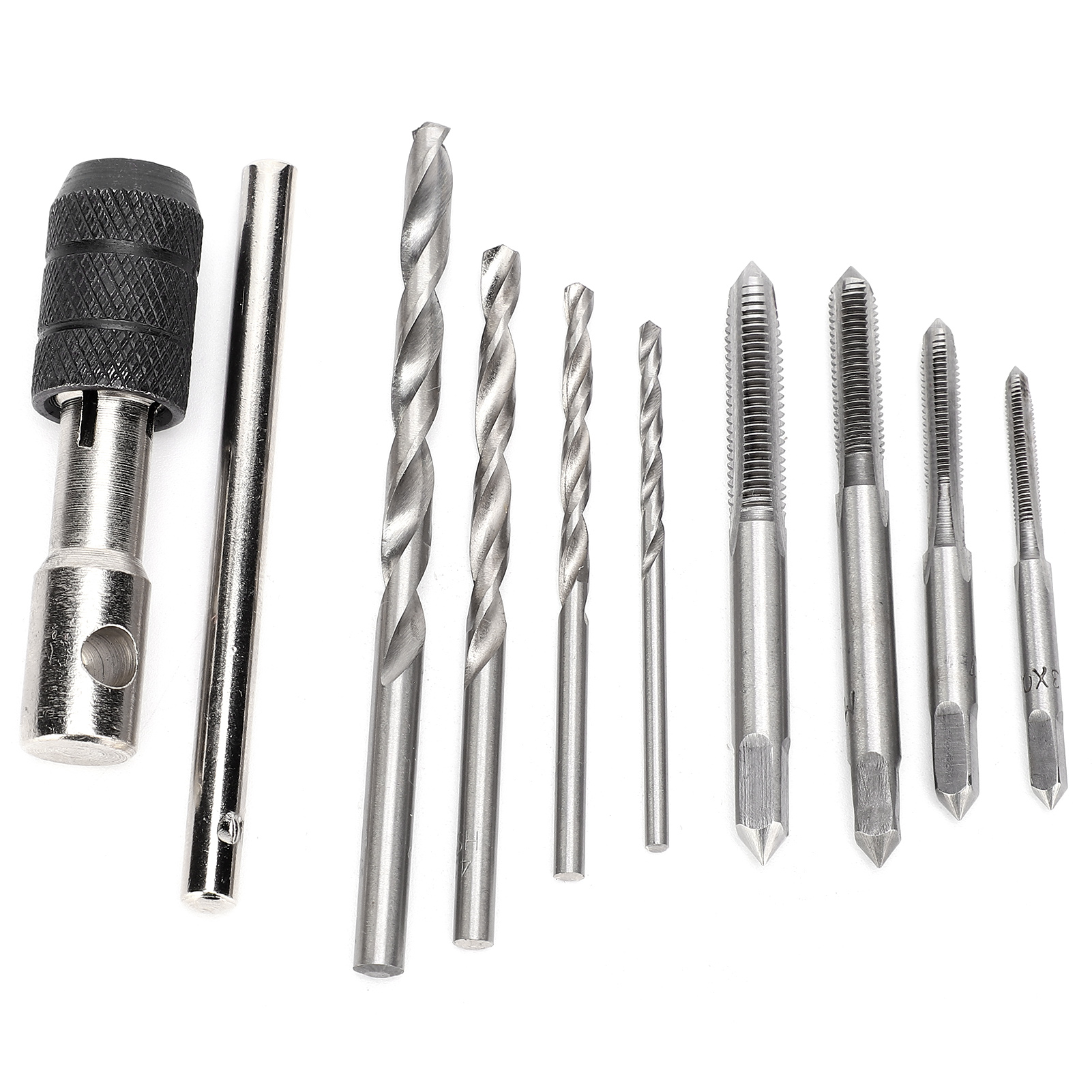 Gewindebohrer- Und Bohrerset Aus Wälzlagerstahl Mit T-gewindebohrerschlüssel, Handwerkzeug Für Schrauben Und Muttern, Gewindeschneiden, 4 Gewindebohrer M3–m6, 4 Bohrer 2,5–5 Mm