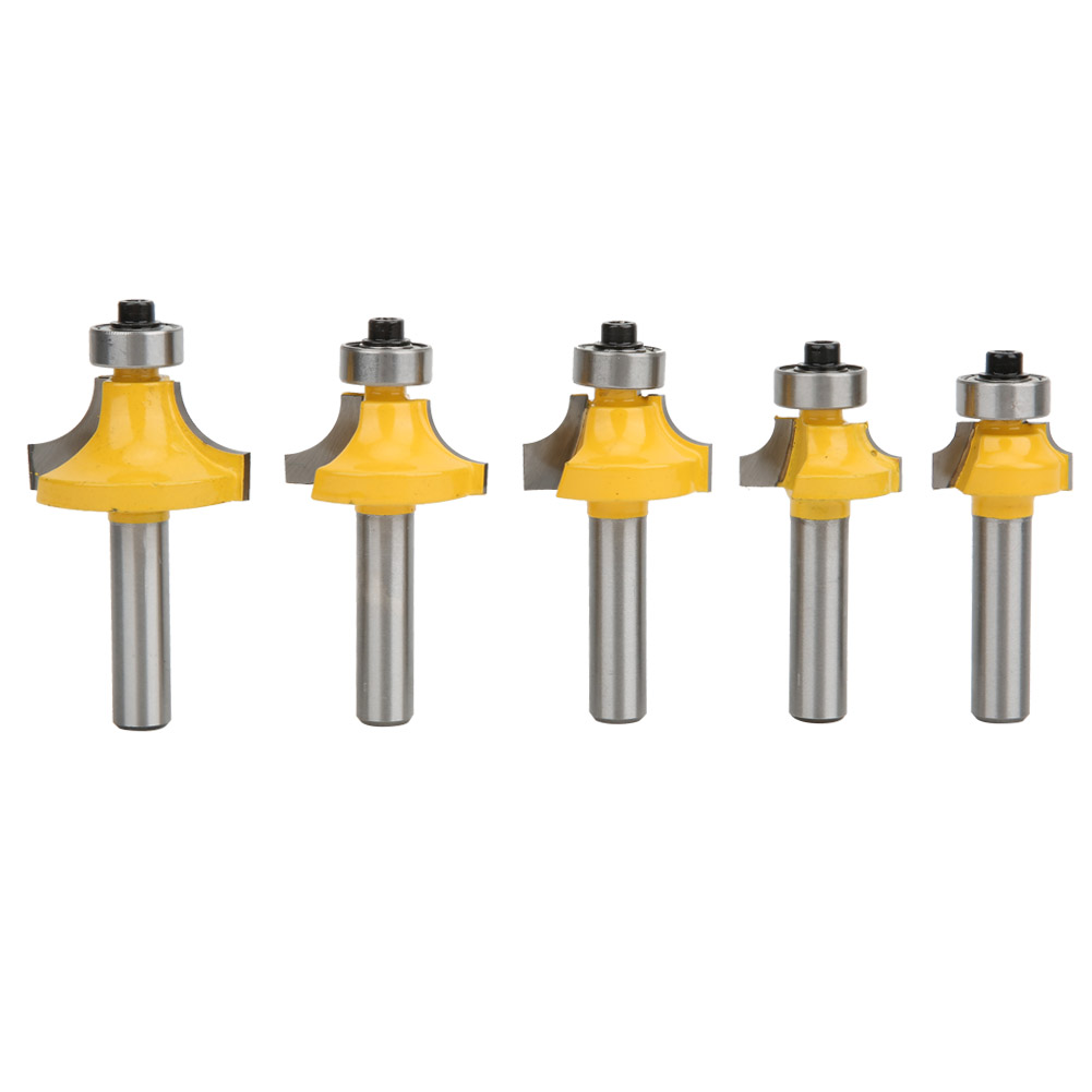 5-teiliges Set Holzfräser Für Bündiges Fräsen Abgerundeter Ecken, 8-mm-schaft, Lackierte Legierung, Yg8