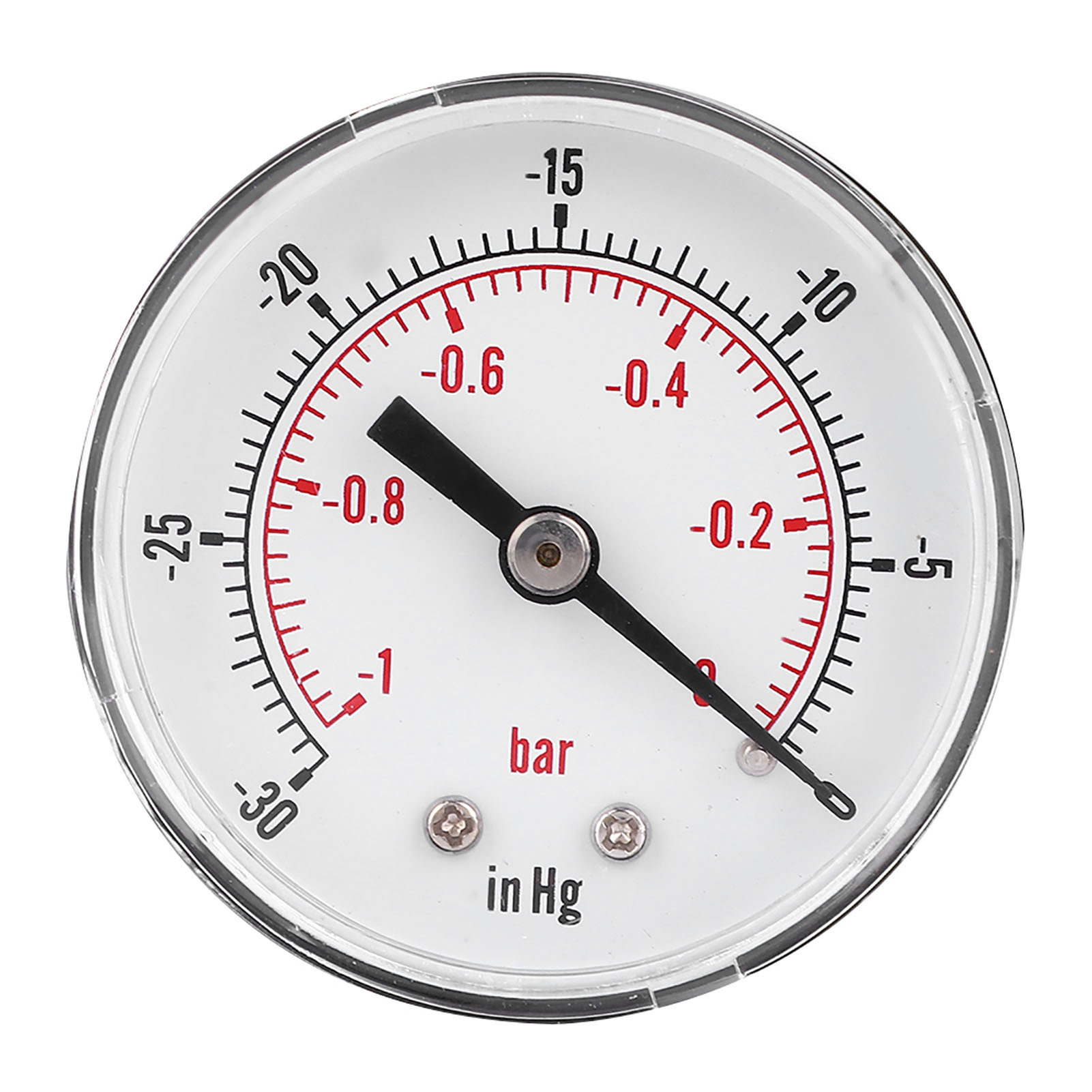 50-mm-vakuummeter (1/8 Bspt) Mit Rückseitigem Anschluss: -1–0 Bar, -30–0 Inhg Für Luft, Wasser, Öl Und Gas