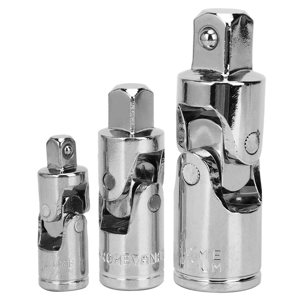 Satz Mit 3 Universalgelenken, Chrom-vanadium-stahl, Hochglanzpoliert, Gehärtet, 1/4" Auf 3/8" Auf 1/2" Adapter