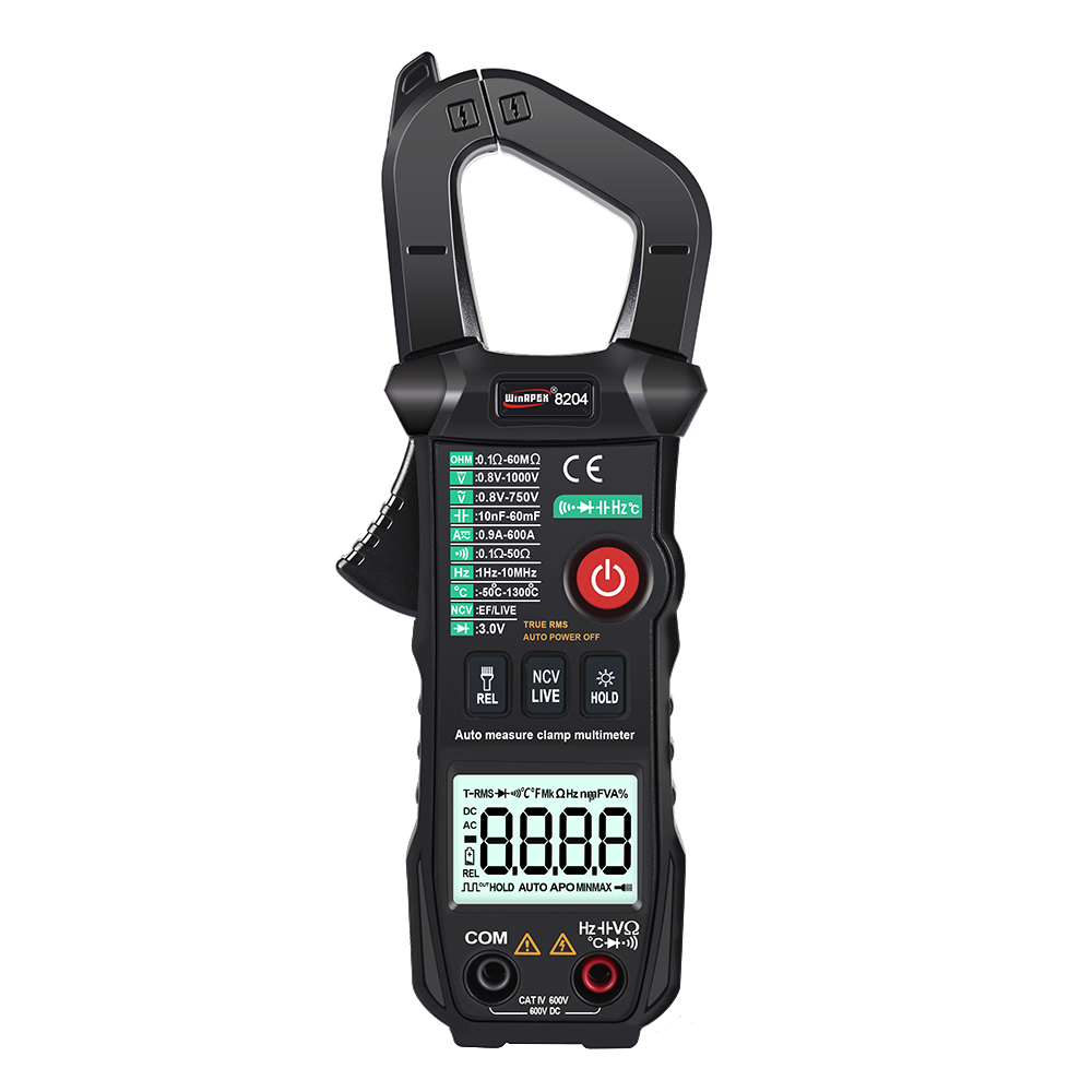 Ac/dc-zangenmultimeter Mit Intelligenter Automatischer Erkennung, Strom-, Frequenz-, Kapazitäts- Und Widerstandsmessung, Datenhaltefunktion Und Automatischer Abschaltung. Zu Den Funktionen Gehören Dat