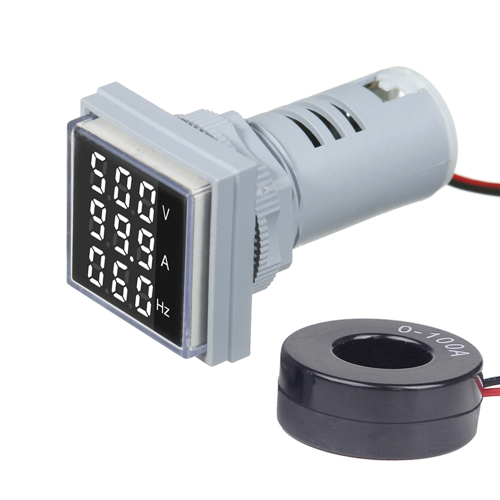 Mini-digitalmultimeter Mit Quadratischem Bedienfeld, Anzeige Ac60-500v Ac0-100a 20-75hz, 3-stellige Led-anzeige, Spannungs-, Strom- Und Frequenzmesser, Amperemeter, Voltmeter, Frequenzmesser