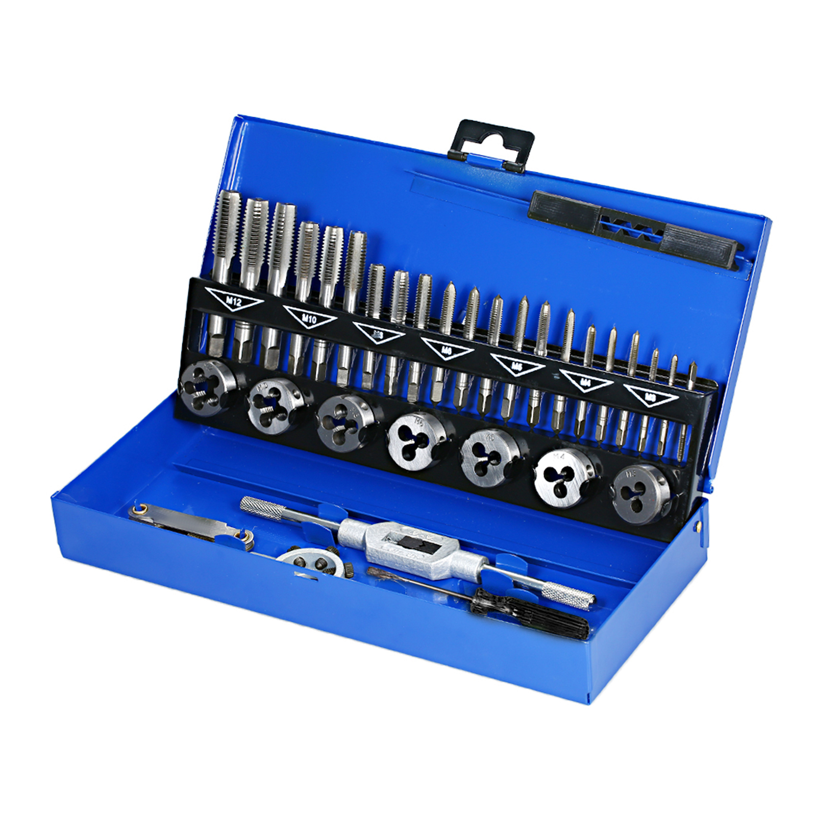 32-teiliges Hss-gewindeschneid- Und Schneideisen-set (metrisch) M3-m12, Handgewindeschlüssel, Gewindeschneidwerkzeug, Hartmetall-ingenieurset Mit Metallkoffer