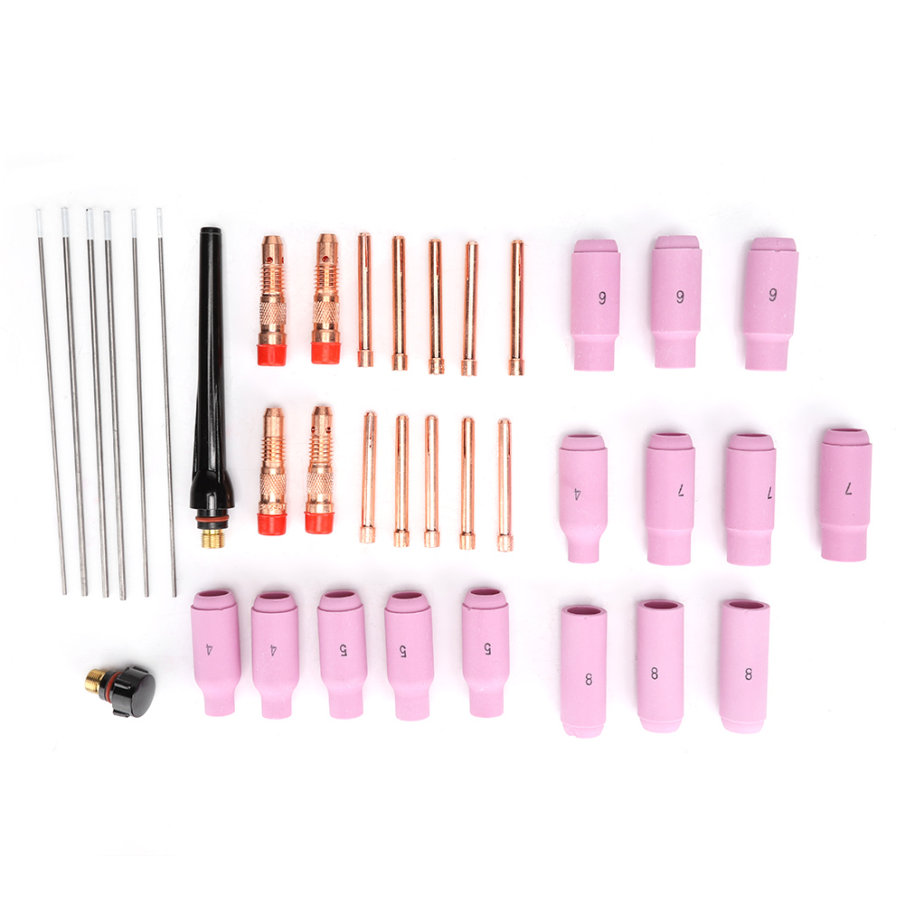 Set Mit 37 Wig-brennerzubehörteilen: Wolframlampe, Aluminiumoxiddüse, Gehäuse, Klemme, Hintere Kappe Für Wp17/18/26