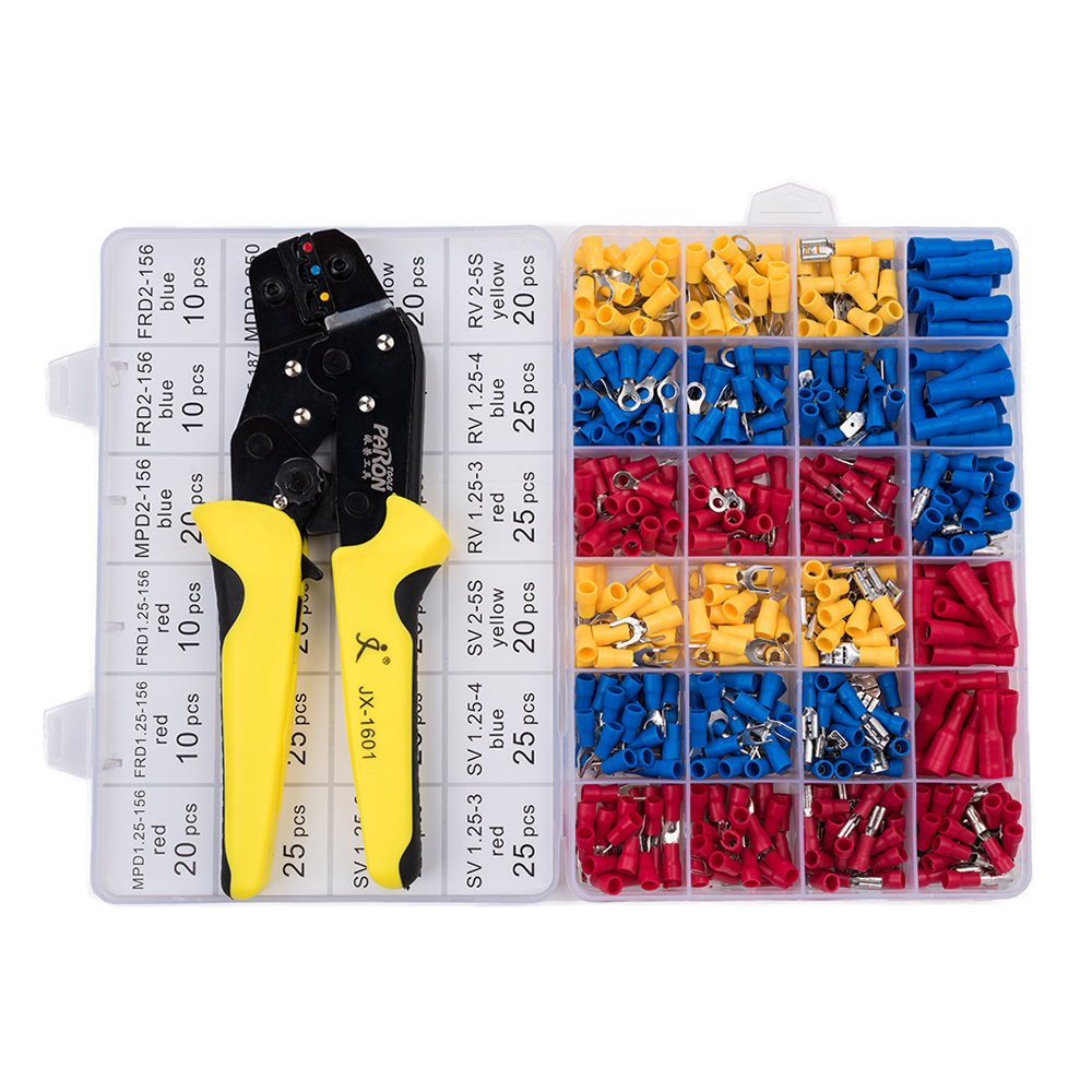 Isoliertes Ratschen-crimpwerkzeug-set Awg22-14 Mit 500 Stecker- Und Buchsenverbindern