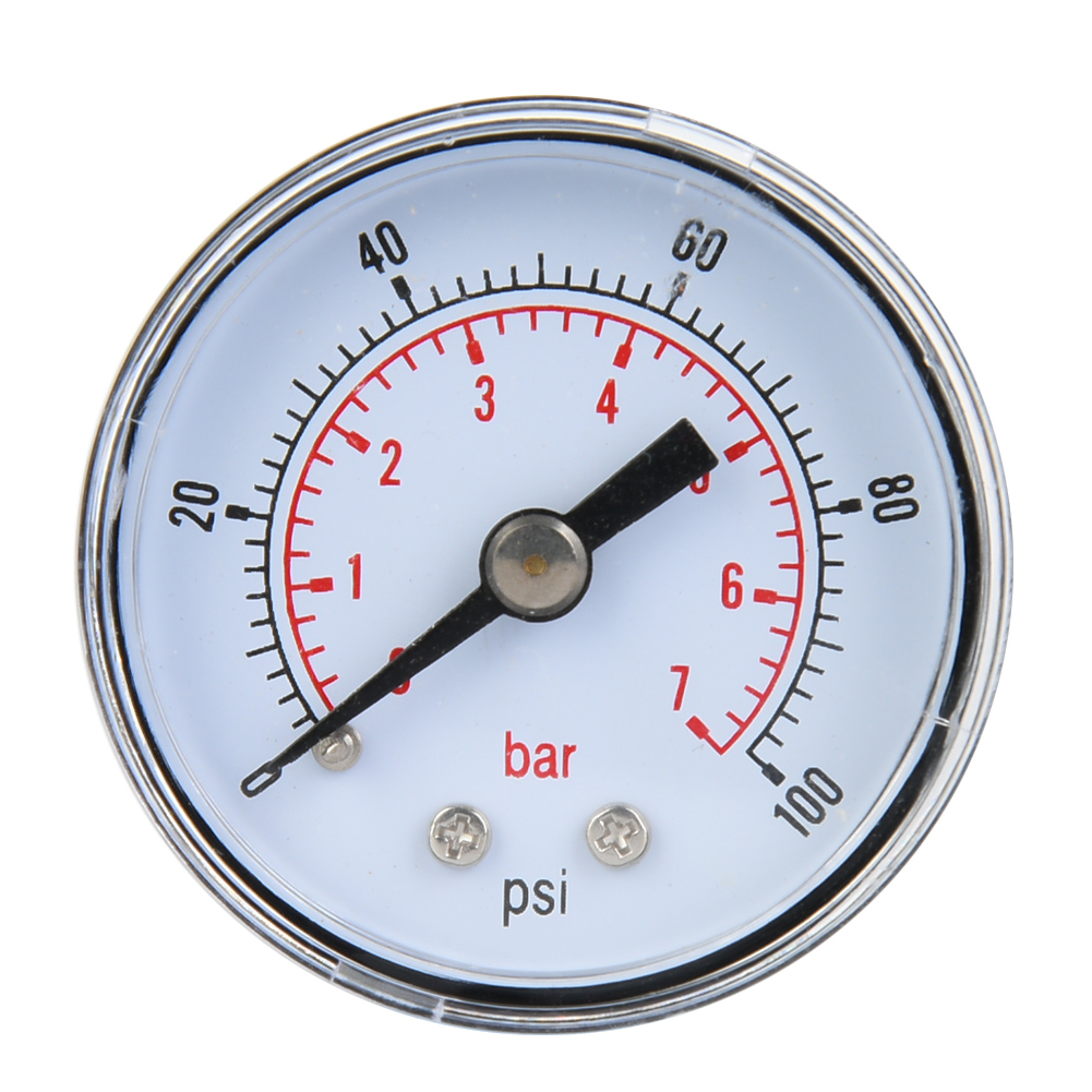 Batterieloses, Mechanisches Nadelmanometer Mit Zwei Skalen Für Luft, Öl Und Wasser, 1/8 Zoll Bspt-rückanschluss (0-100 Psi, 0-7 Bar)