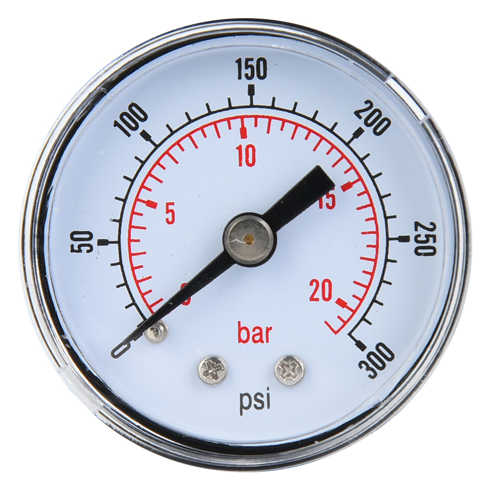 Mechanisches Nadelmanometer Mit Zwei Skalen Für Luft, Öl Und Wasser, 1/8-zoll-bspt-anschluss Hinten, 0–300 Psi, 0–20 Bar