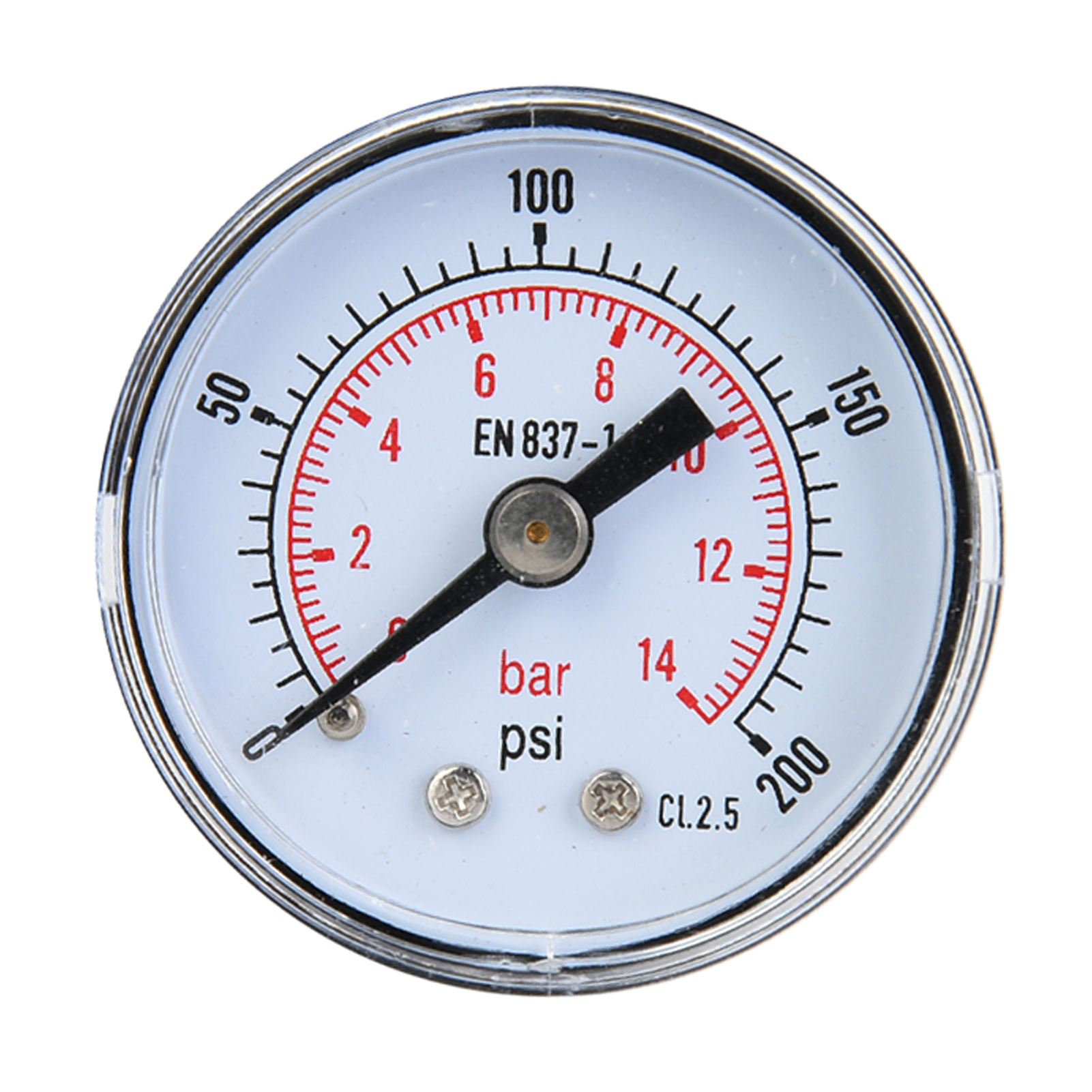 Mechanisches Nadelmanometer Mit Zwei Skalen Für Luft, Öl Und Wasser, 1/8-zoll-bspt-anschluss Hinten, 0–200 Psi, 0–14 Bar