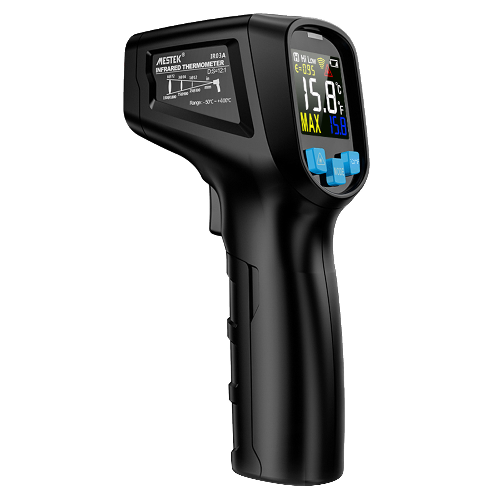 Mestek Tragbares, Berührungsloses Infrarot-thermometer Mit -50 Bis 400 °c, Professionelles Digitales Infrarot-temperaturmessgerät Mit Lcd-bildschirm Und Einstellbarem Emissionsgrad