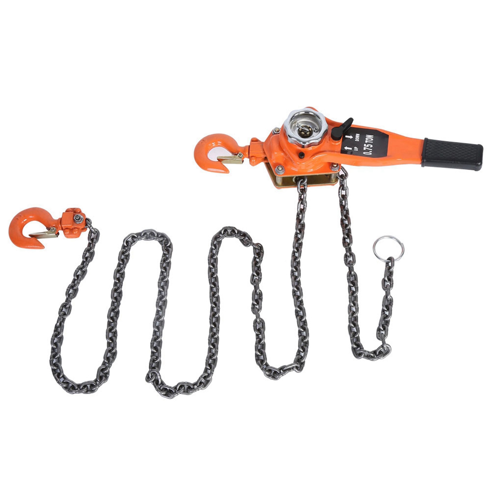 0,75-t-kettenzug, Orange, Mit Ratschenhebel, Handwinde, 3 Meter Hubhöhe