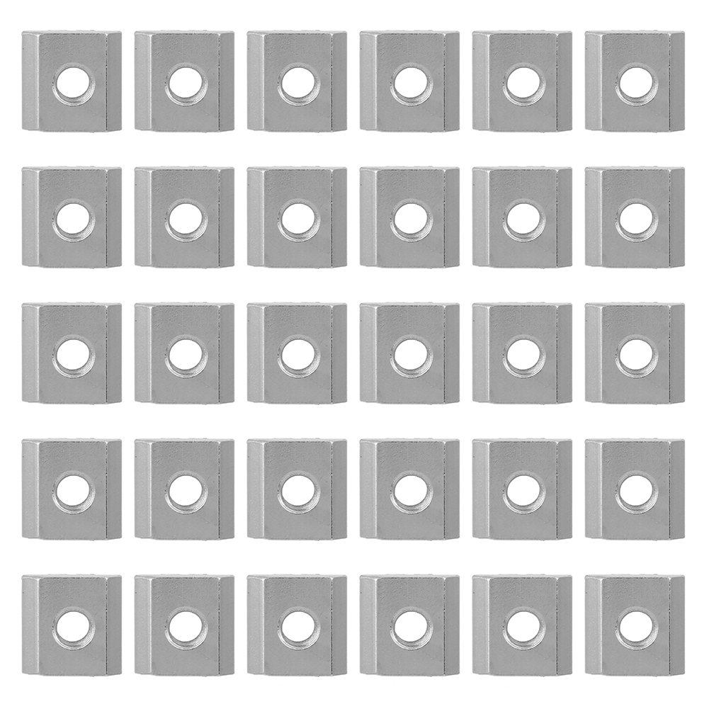 Packung Mit 30 T-förmigen Gleitmuttern Der Serie 30 Für Aluminiumprofile, M6-gewindegleitmuttern Aus Silberfarbenem Kohlenstoffstahl, 16 X 16 X 16 Mm