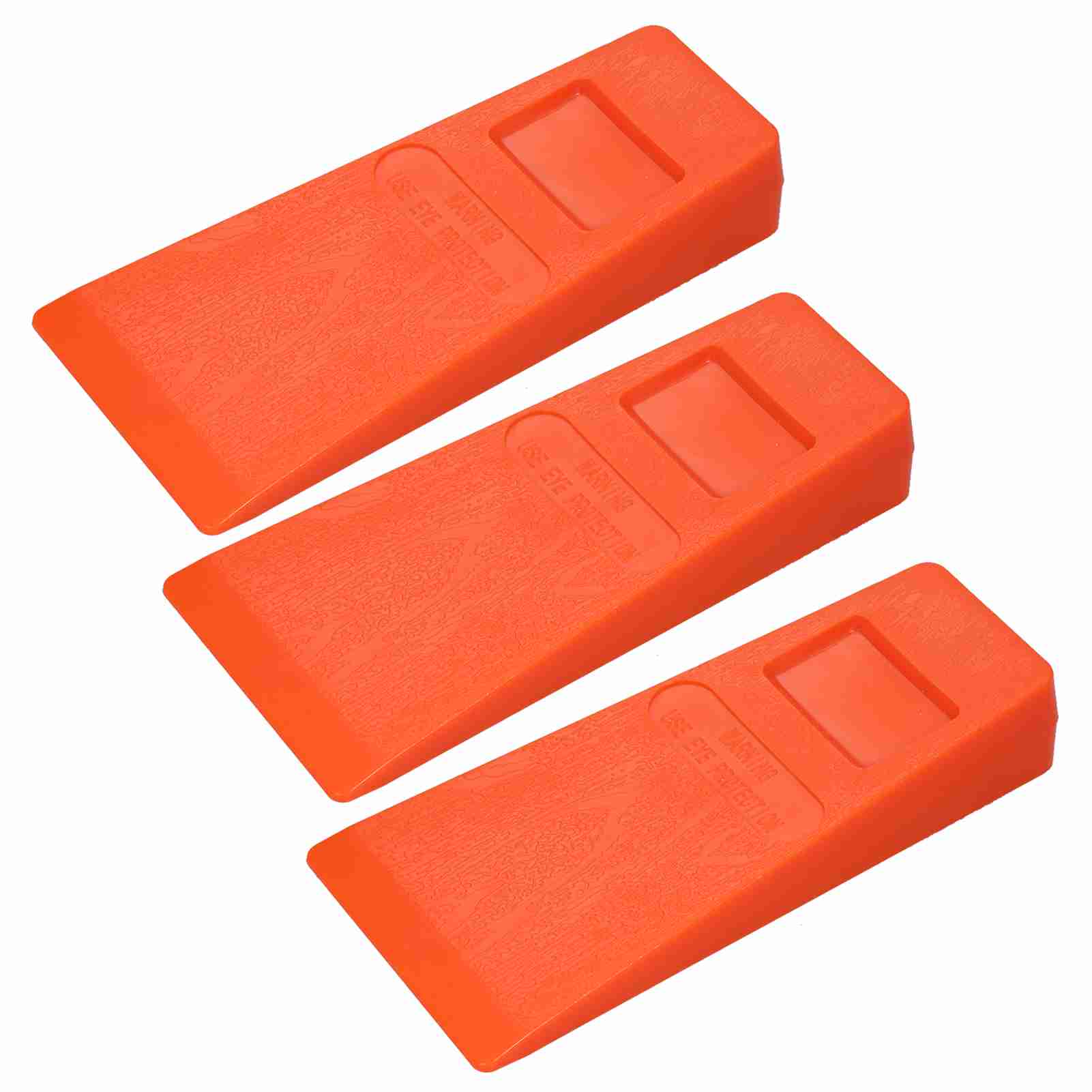 3-teilige Orangefarbene Kunststoff-fällkeile, 14 Cm, Mit Stacheln Versehene Baumfällkeile, Holzfällerwerkzeug