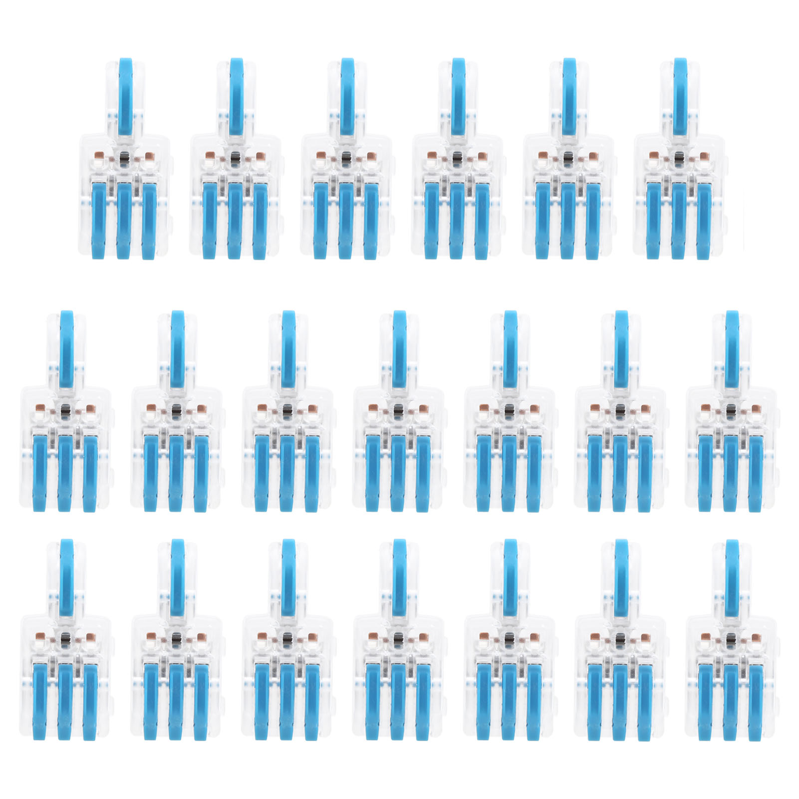 20 Stück Spl-drahtverbinder, 1 Eingang, 3 Ausgänge, Druckverteiler-klemmenblock, Leiter T (blau)