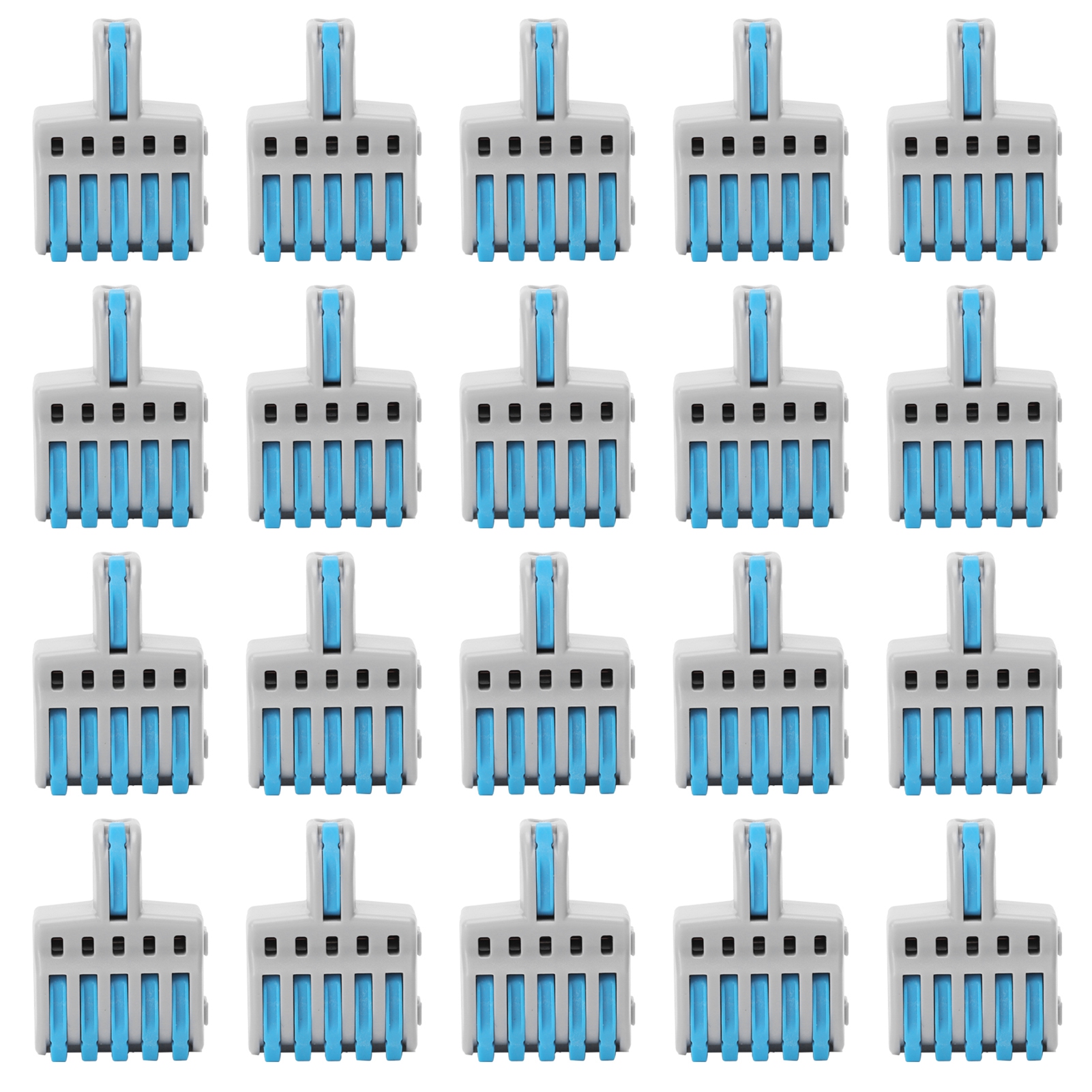 Packung Mit 20 Spl 1-eingang 5-ausgang Schnellverbinder, Kupfer- Und Pc-typ, Für Elektrische Klemmenblöcke (blau)