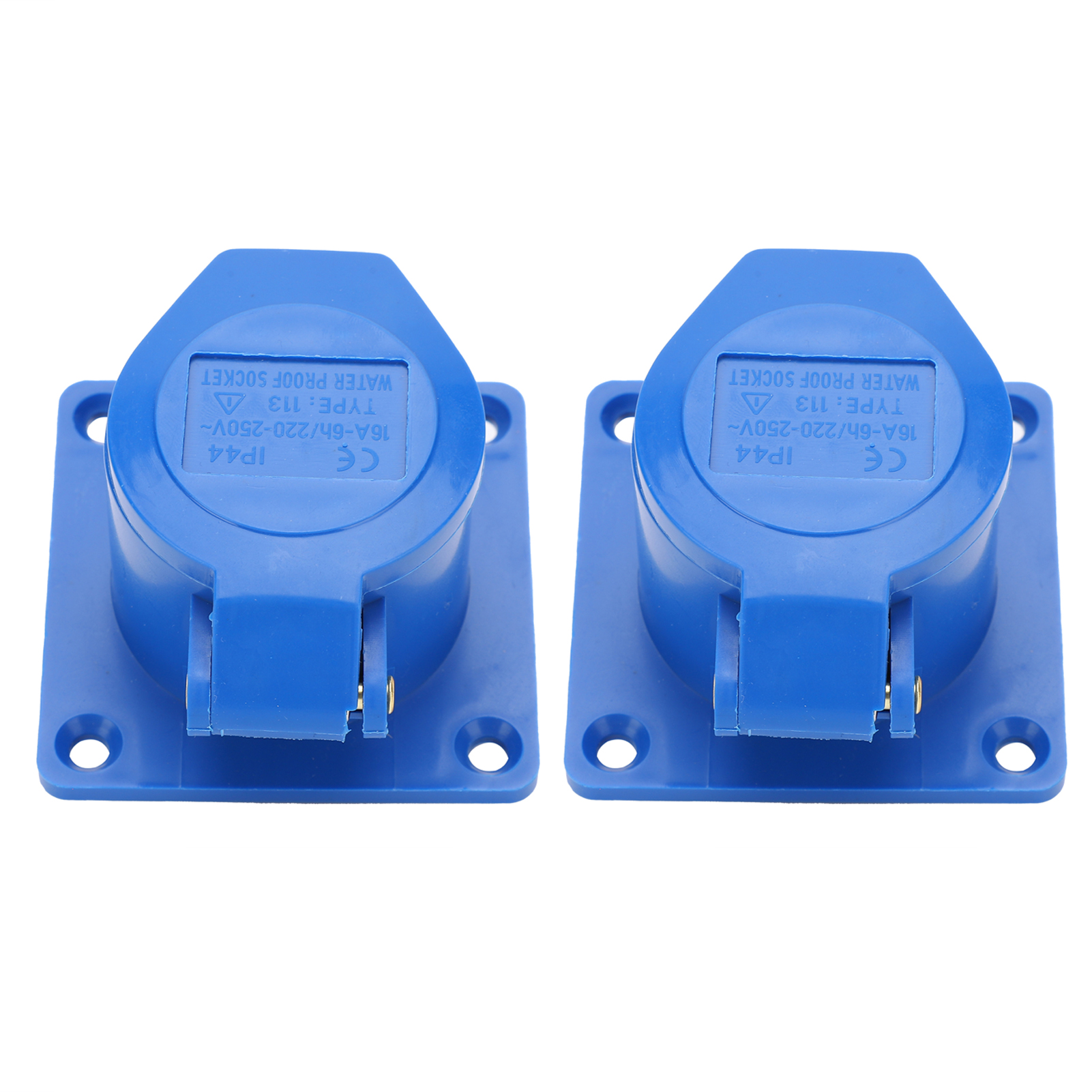 Packung Mit 2 Einphasigen 3-poligen Industriesteckdosen, Schutzart Ip44, 16 A, 220–250 V, Technischer Kunststoff Und Messing