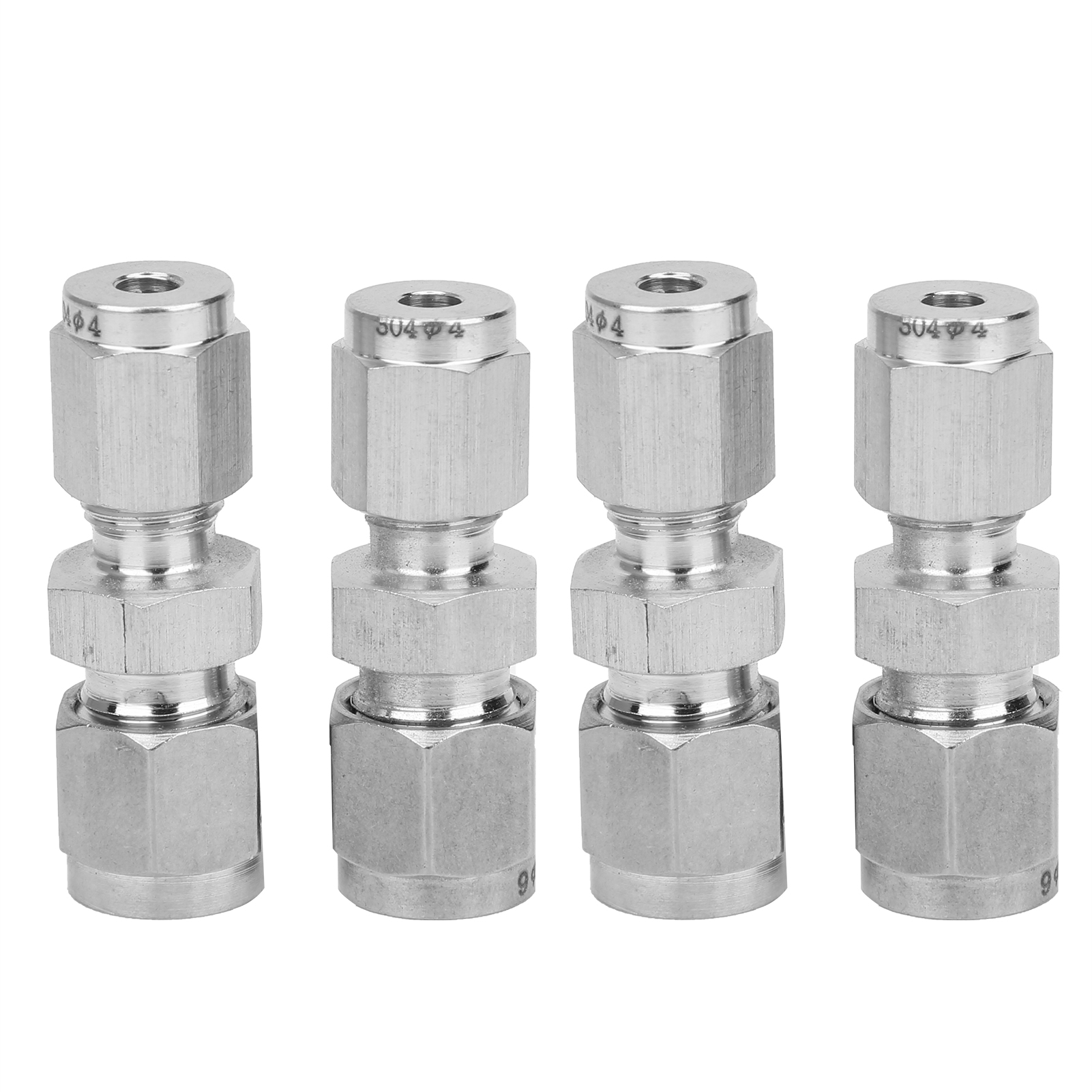 Satz Mit 4 Edelstahl-klemmringverschraubungen Mit Doppeltem Reduzieradapter (ø4/ø6)