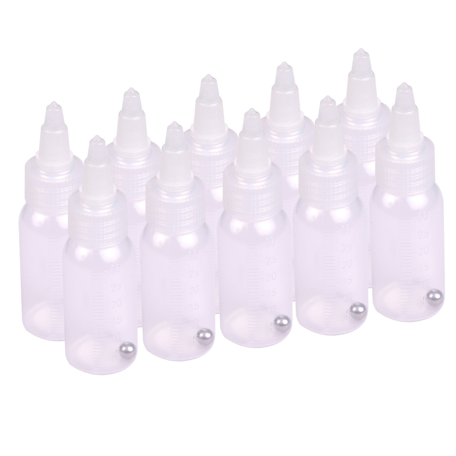 10er-packung 35-ml-farbfläschchen Für Airbrush-pistolen, Transparente Pp-fläschchen Mit Deckel, 30-ml-gravur, Auslaufsicher, Stahlkugeln, Für Dual-action-airbrushing Mit Saugzufuhr