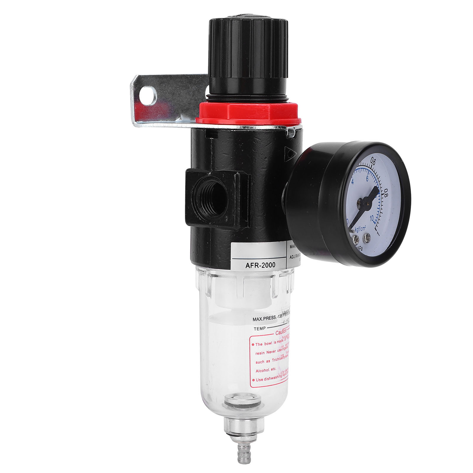Druckregler Mit Luftfilter Und Manometer, 1/4-zoll-bsp-anschluss, 0 Bis 10 Bar, Abs-aluminiumlegierung, 20-µm-filter, 2000 L/min, Für Druckluft, 3-teiliges Set