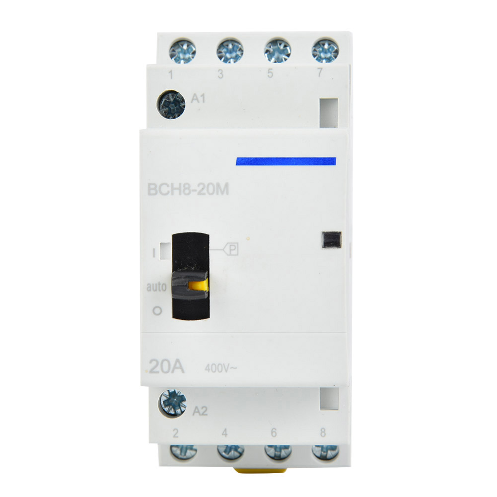 Bch8-20m Hausanschluss-wechselstromschütz 24 V 20 A 4-polig Din-schienen-schütz Mit Ein/aus-taster 4nc