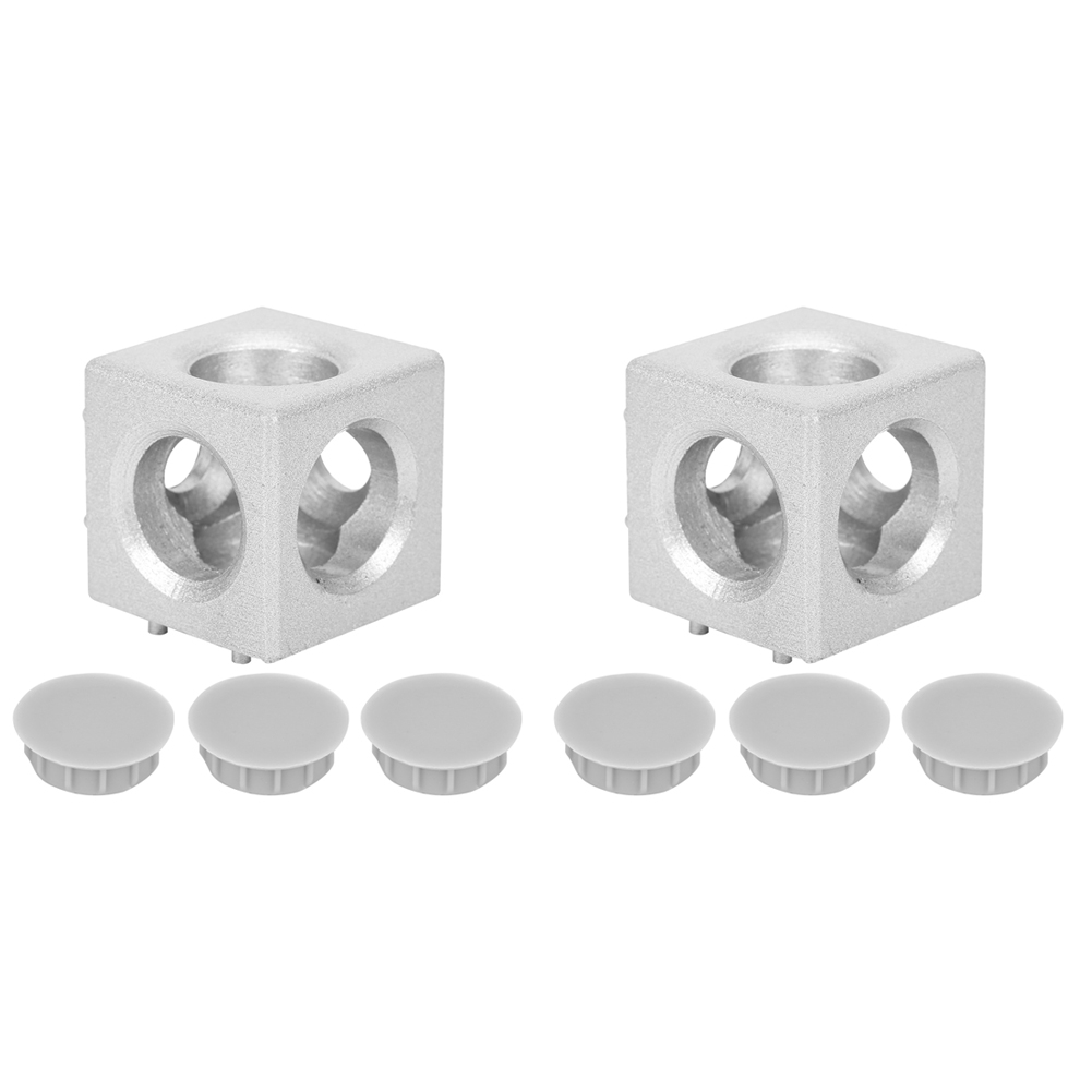 Satz Aus 2 Rechtwinkligen Zinklegierungs-fittings Mit Nylon-abdeckung Für Aluminiumprofile 3030, 2-wege/3-wege, 3-wege, 30x30x30 Mm