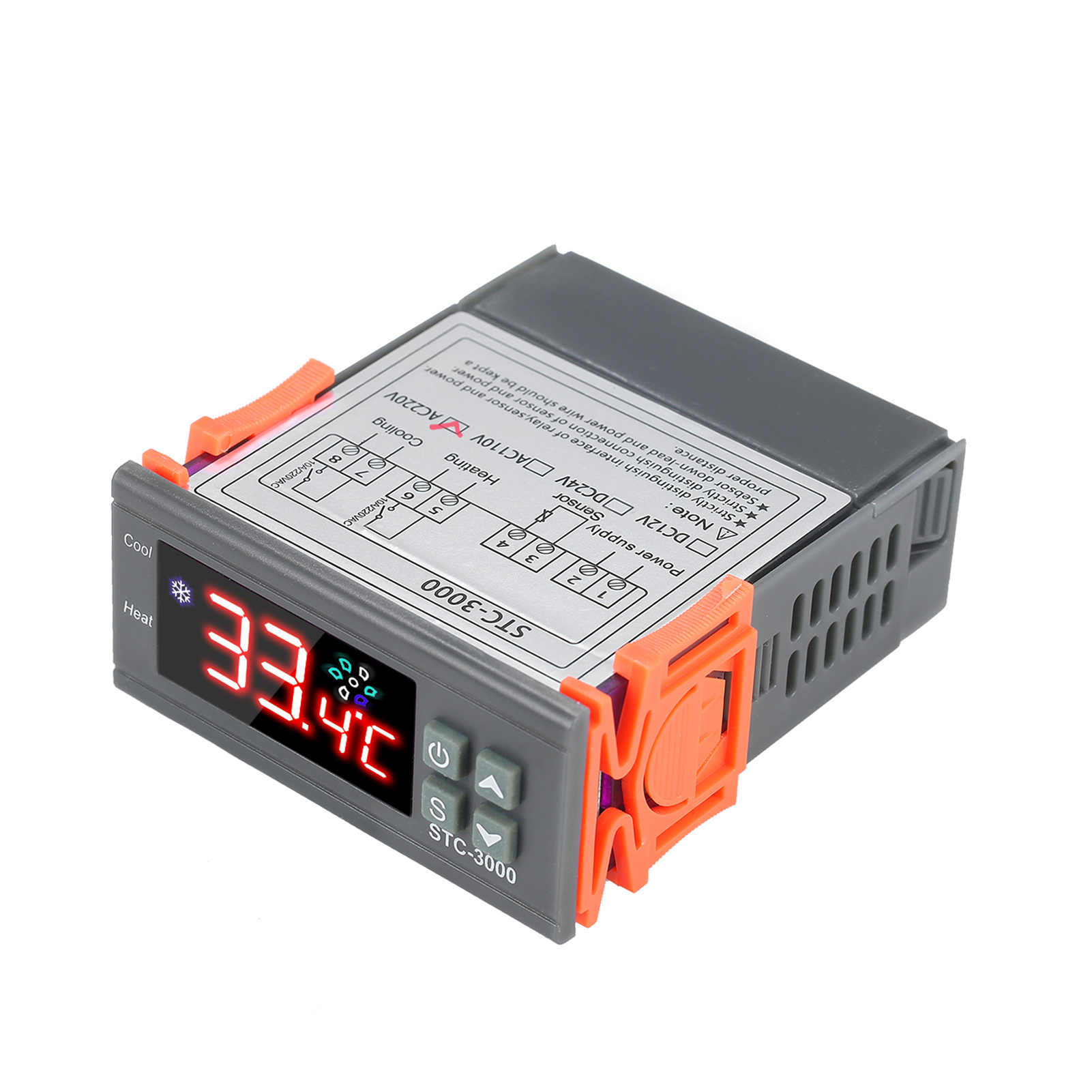 Digitalthermostat Stc-3000 Mit Mikroprozessor, 110-220v Temperaturregler Mit Ntc-sensorfühler Für Heizung Und Kühlung
