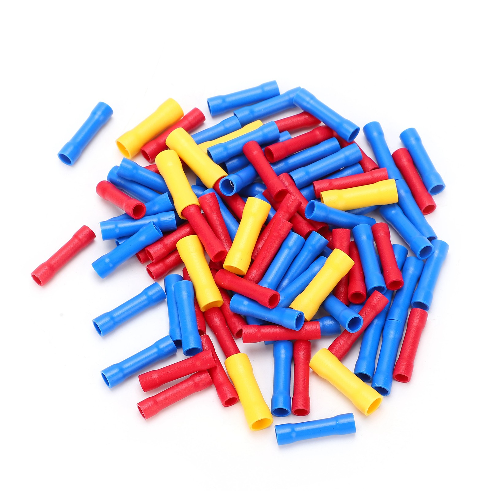 Packung Mit 100 Wärmeschrumpfenden, Wasserdichten Und Isolierten Bv-drahtverbindern Für Gelötete Batteriekabel: 40 Rote + 50 Blaue + 10 Gelbe, Verzinntes Messing Und Pvc