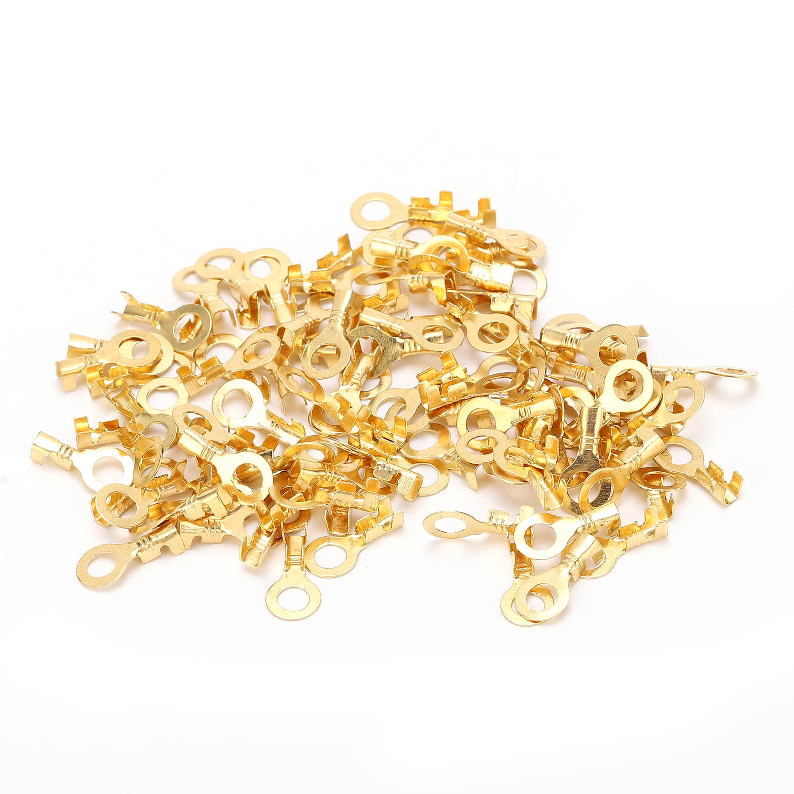 100 Stück Blanke Messing-ringkabelschuhe, Kaltgepresste Kabelcrimpverbinder M5 5,2 Mm