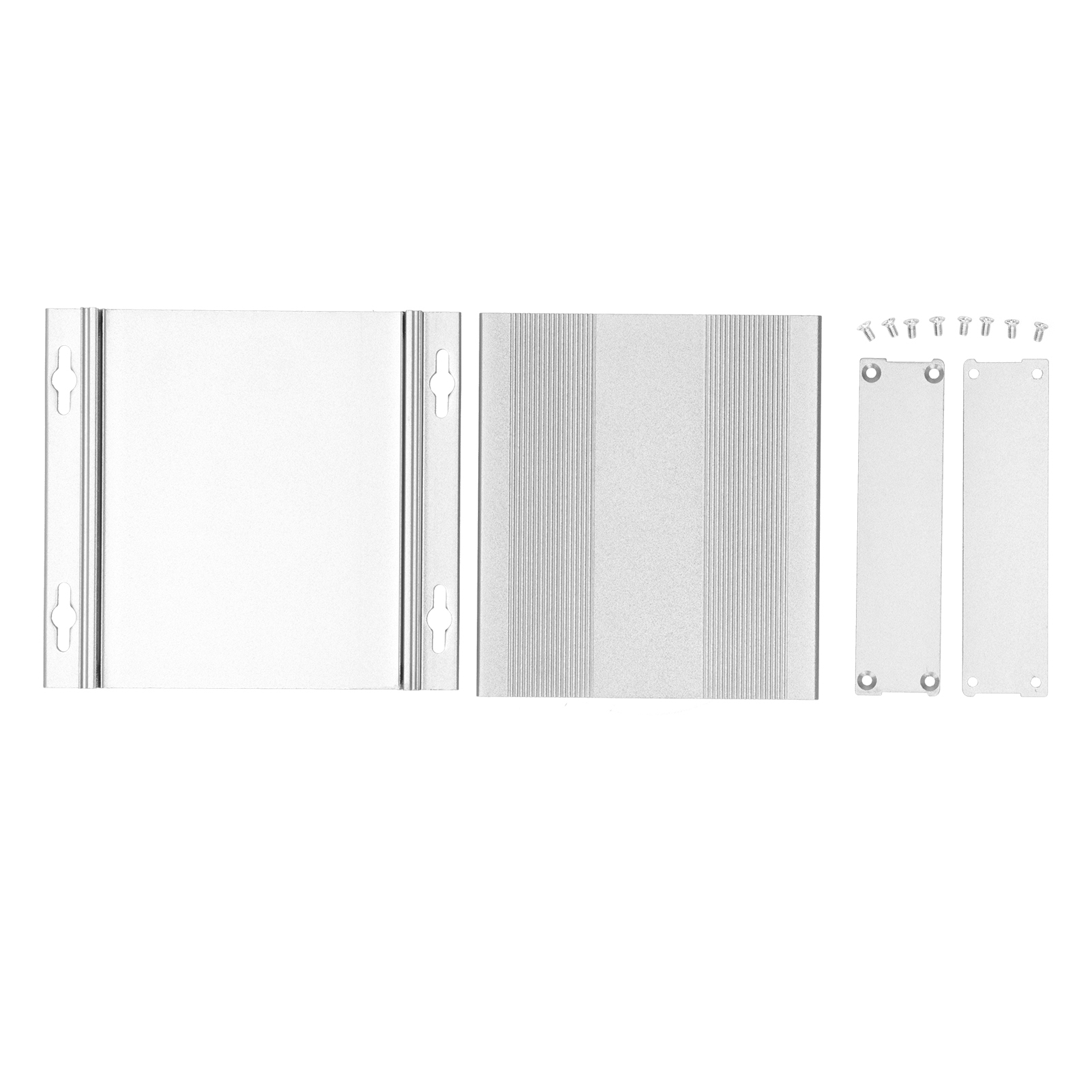 Gehäuse Aus Sandgestrahltem, Grau Oxidiertem Aluminium (27 X 131 X 120 Mm) Für Gps-decoderplatinen, Bestehend Aus 2 Gehäuseteilen, 2 Deckeln Und 8 Schrauben.