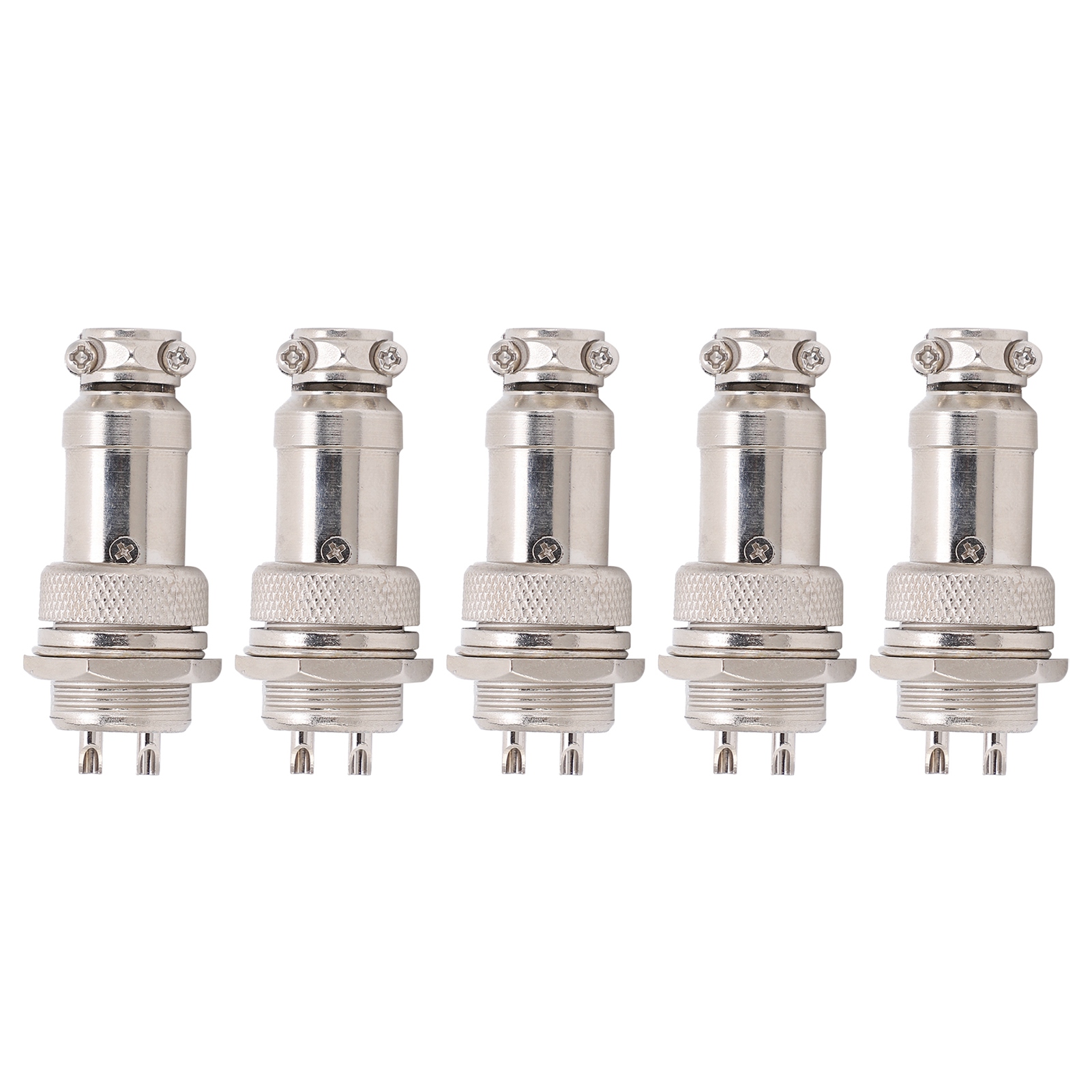 Packung Mit 5 Gx16 Industrie-steckverbindern (stecker/buchse, 2p+e, 16 Mm, 450 V, 5 A), Vernickelt, Aus Messing Für Schaltschränke