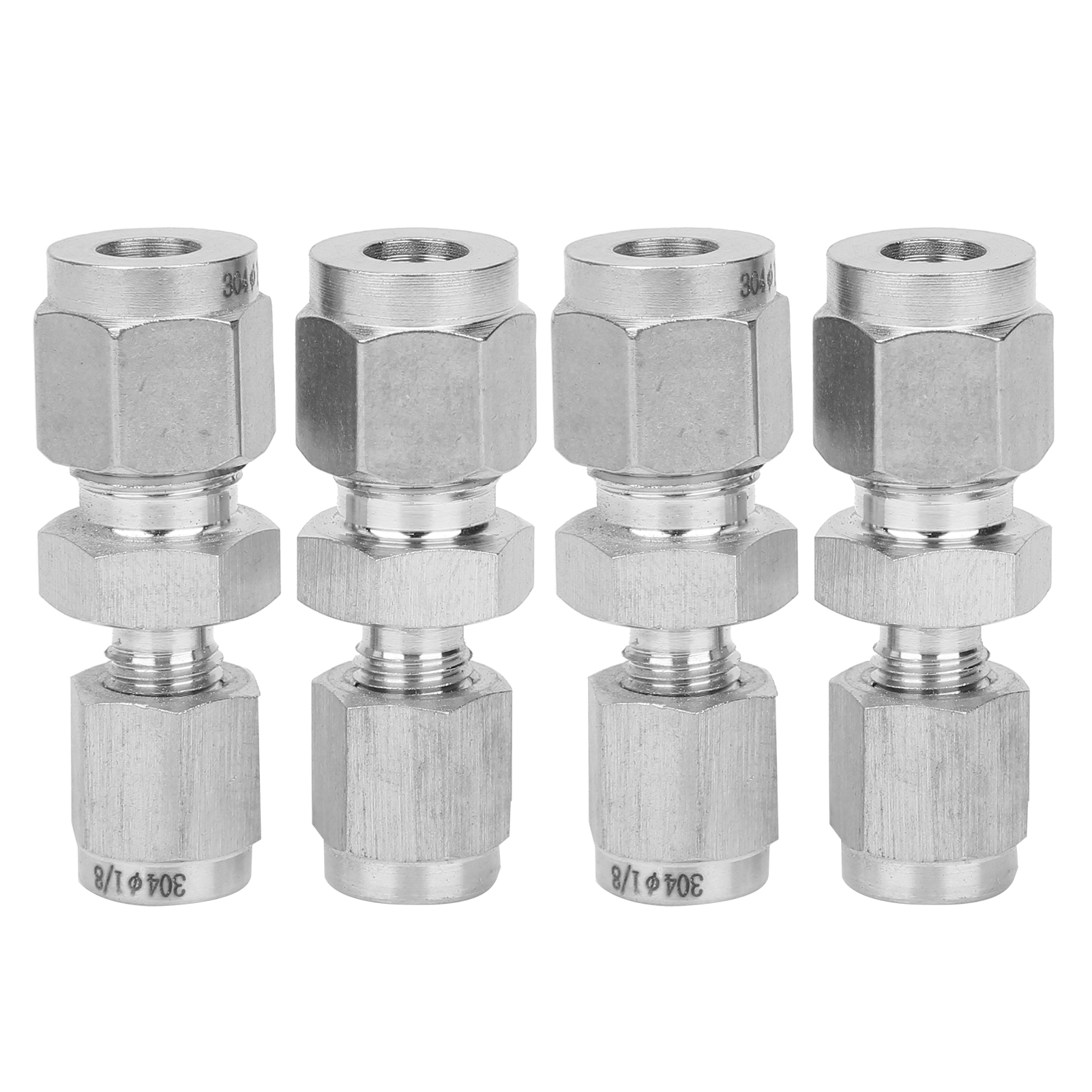 4-teilige Kompressionsverschraubung Aus Edelstahl 304, Doppelring-rohrverbinder Für Gerade Rohre Mit Ø 1/8" Und Ø 1/4" Durchmesser