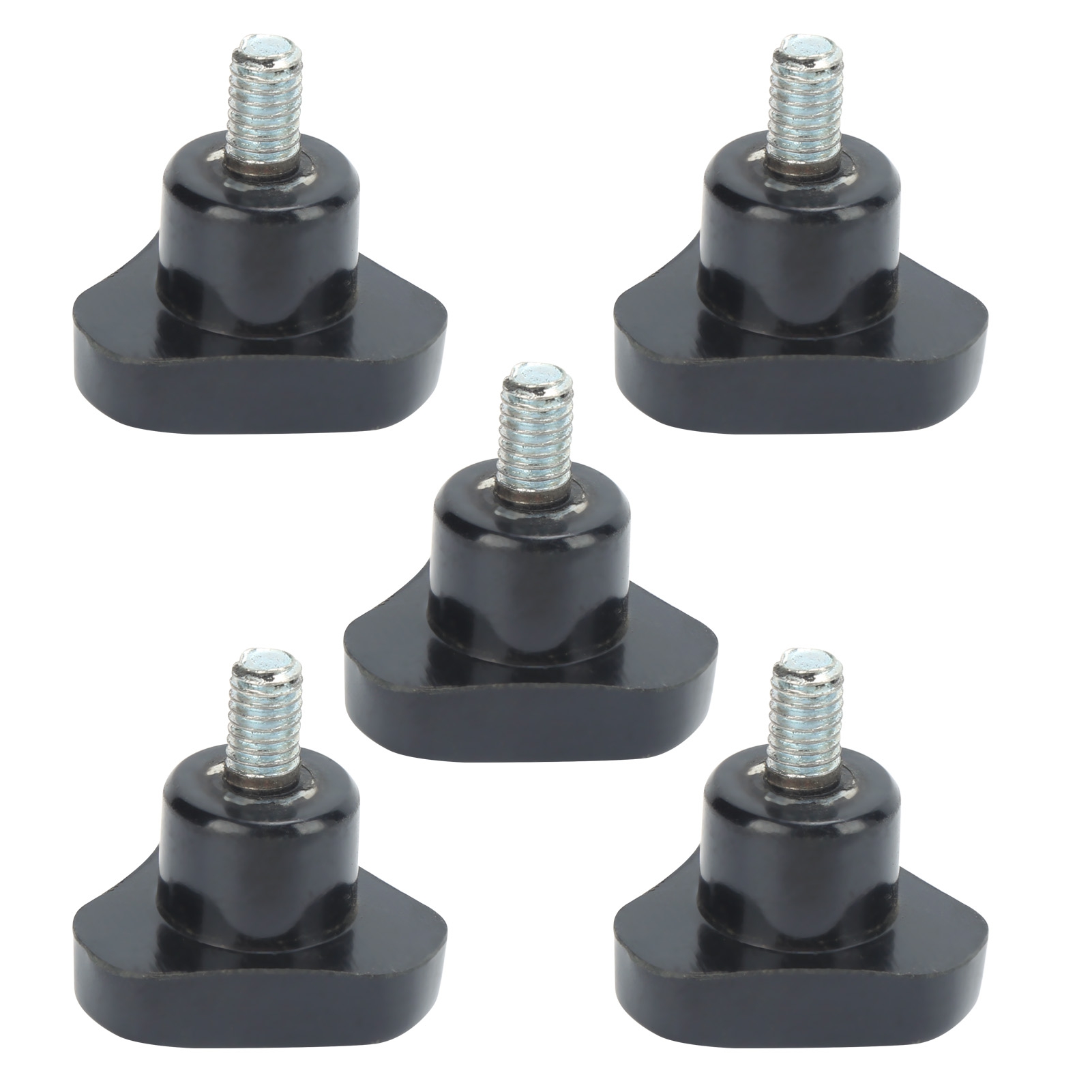Satz Mit 5 Schwarzen Dreieckigen Griffschrauben Aus Kunststoff Und Stahl, M6x32x10mm, Für Gerändelte Kurbeldrehbänke
