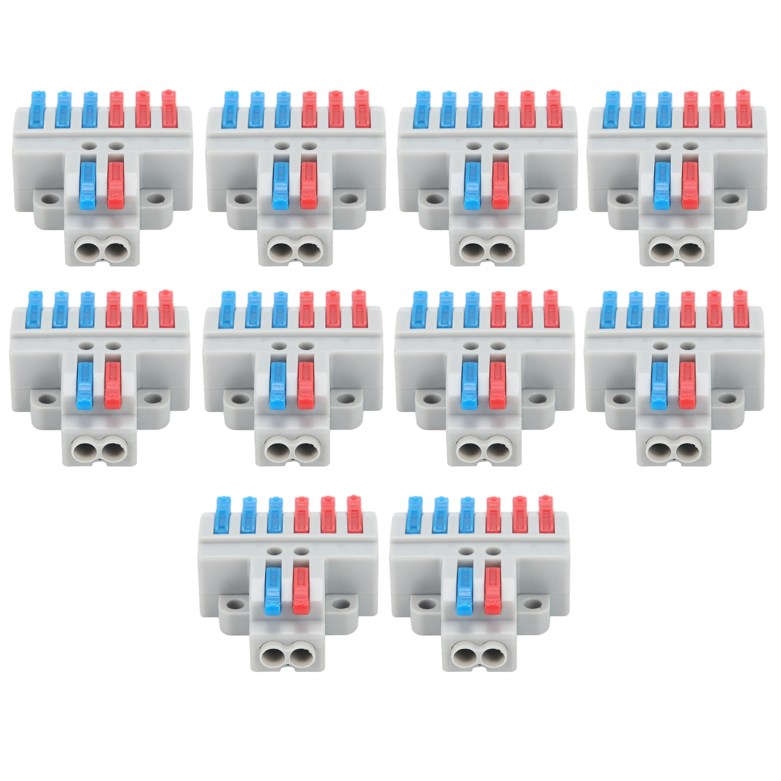Packung Mit 10 Drahtverbindern, 2 Eingänge, 6 Ausgänge, Mit Befestigungsloch, 4-mm-splitter, Schnellanschluss-klemmenblock, 600 V