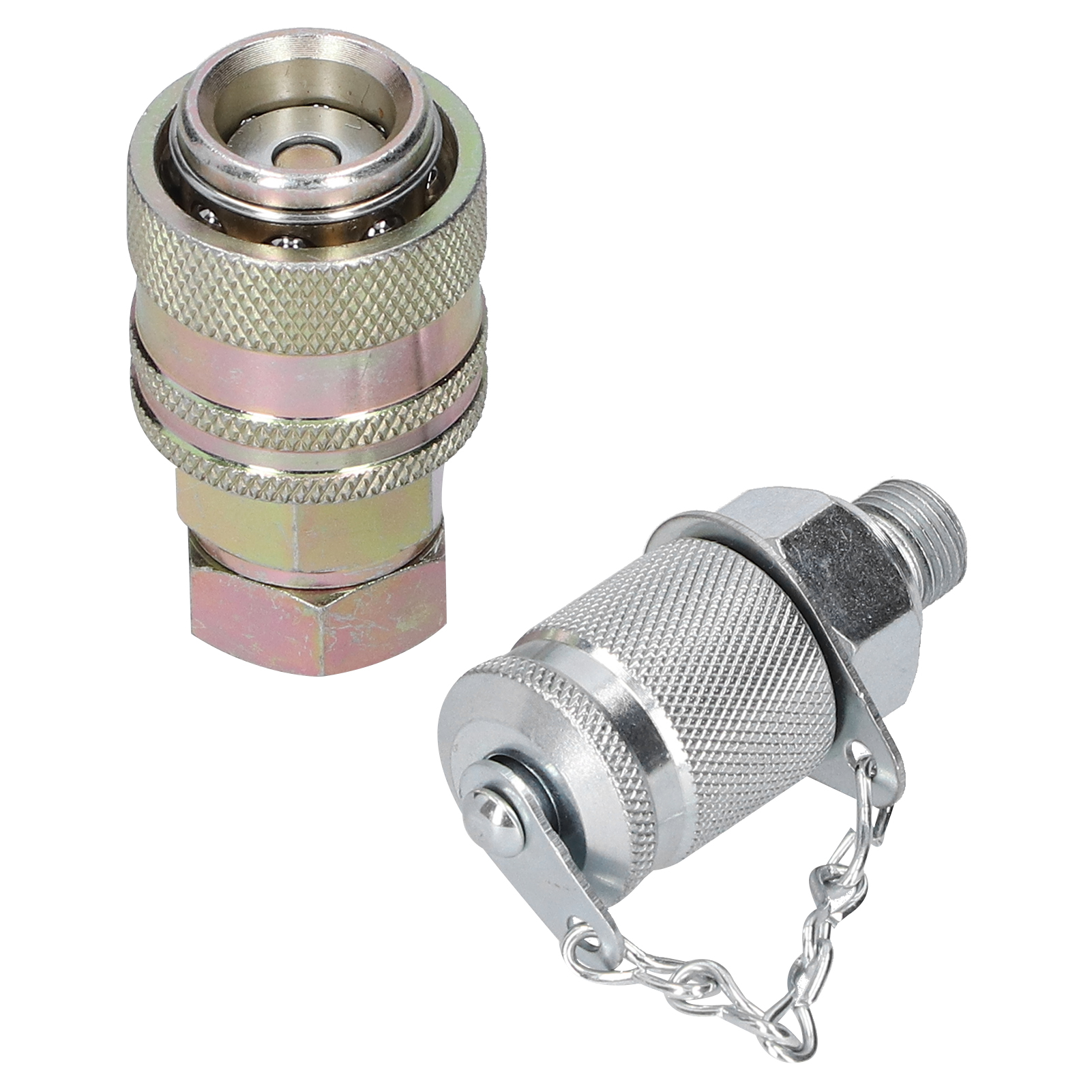 Schnellkupplungsadapter Aus Stahl Für Hydraulische Druckmessung, G1/8 Industrieausführung, Set Bestehend Aus 1 Stecker Und 1 Buchse