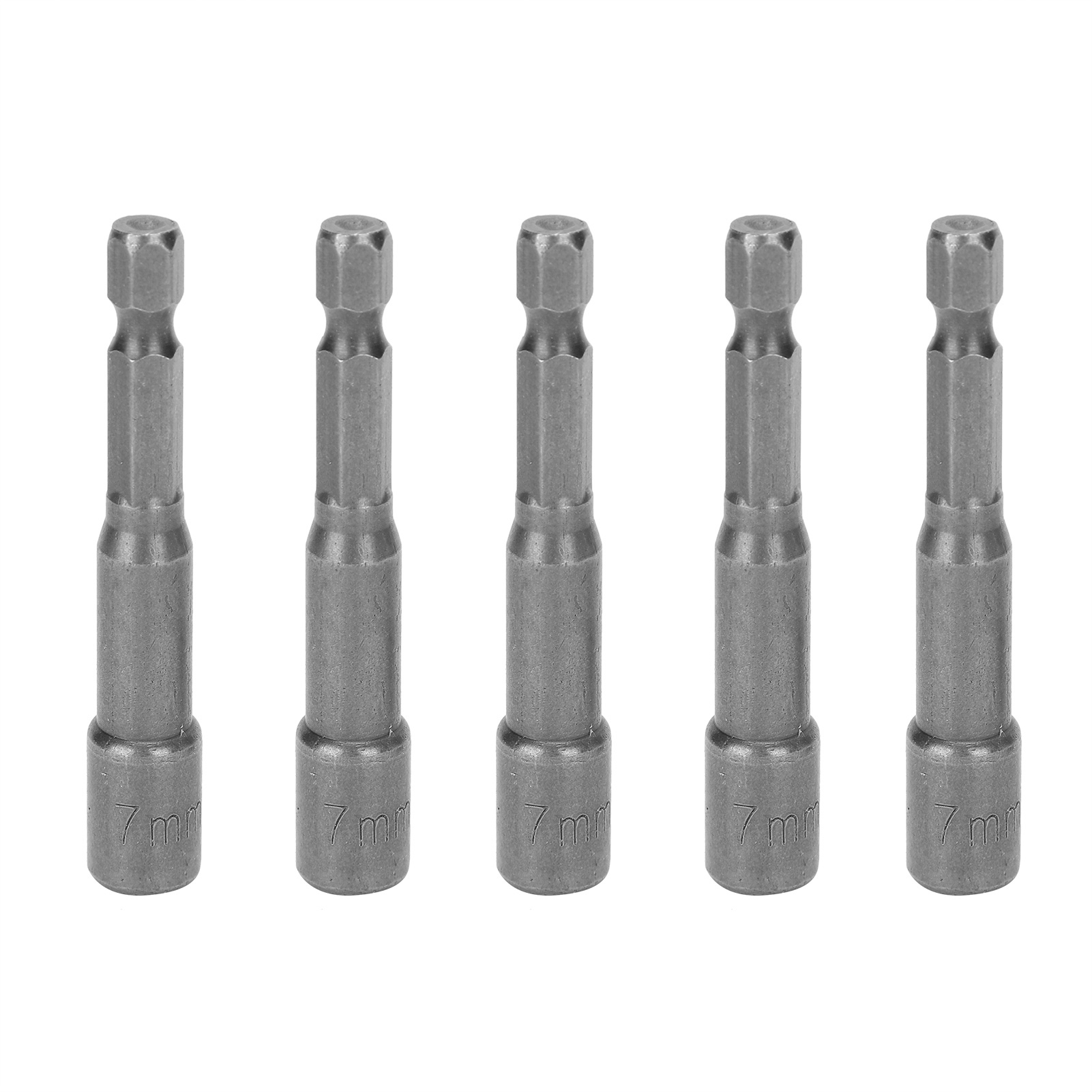 Satz Mit 5 Magnetischen Steckschlüsseln Mit Spitzen Aus Chrom-vanadium-stahl Für Sechskantschrauben Und -muttern, 65 X 1/4 X 7,0 Mm